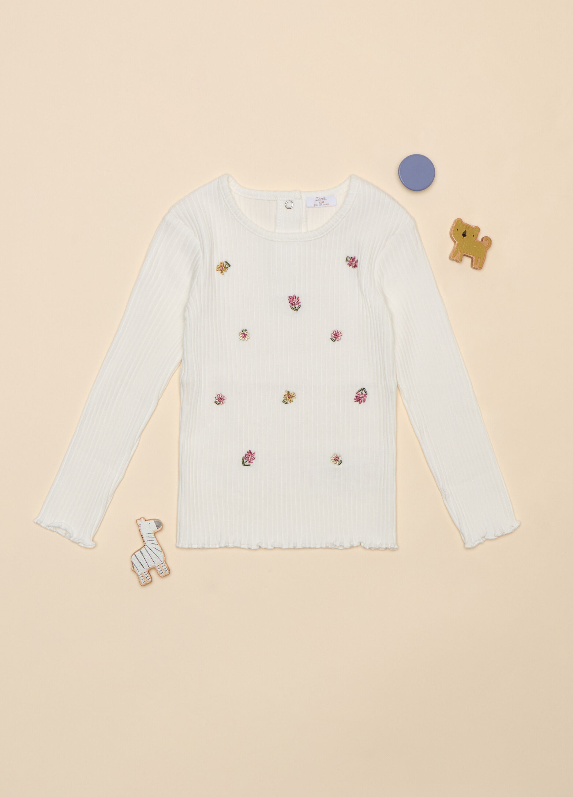 T-shirt in costina di cotone stretch_0