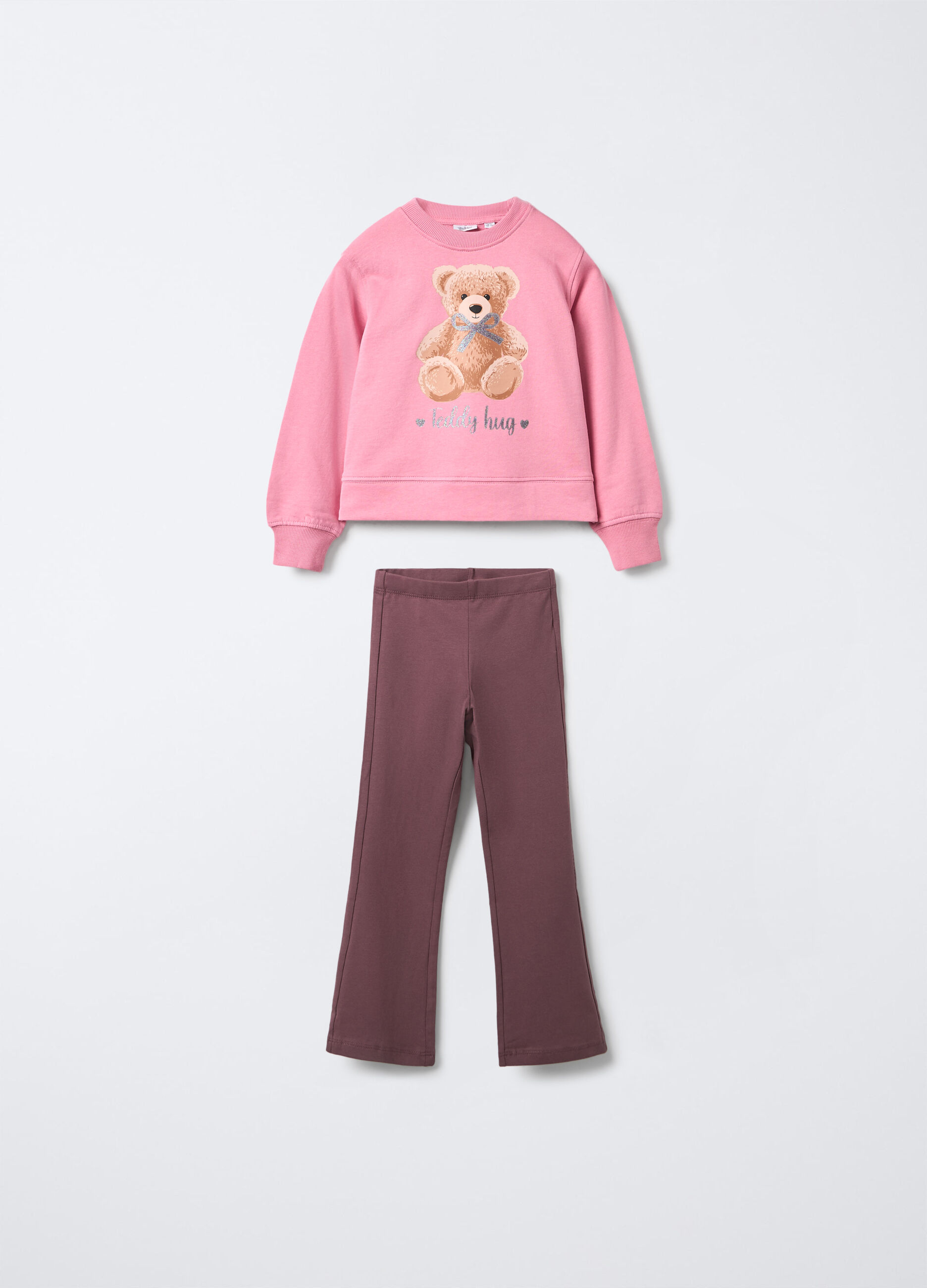 Jogging set in puro cotone garzato bambina_0