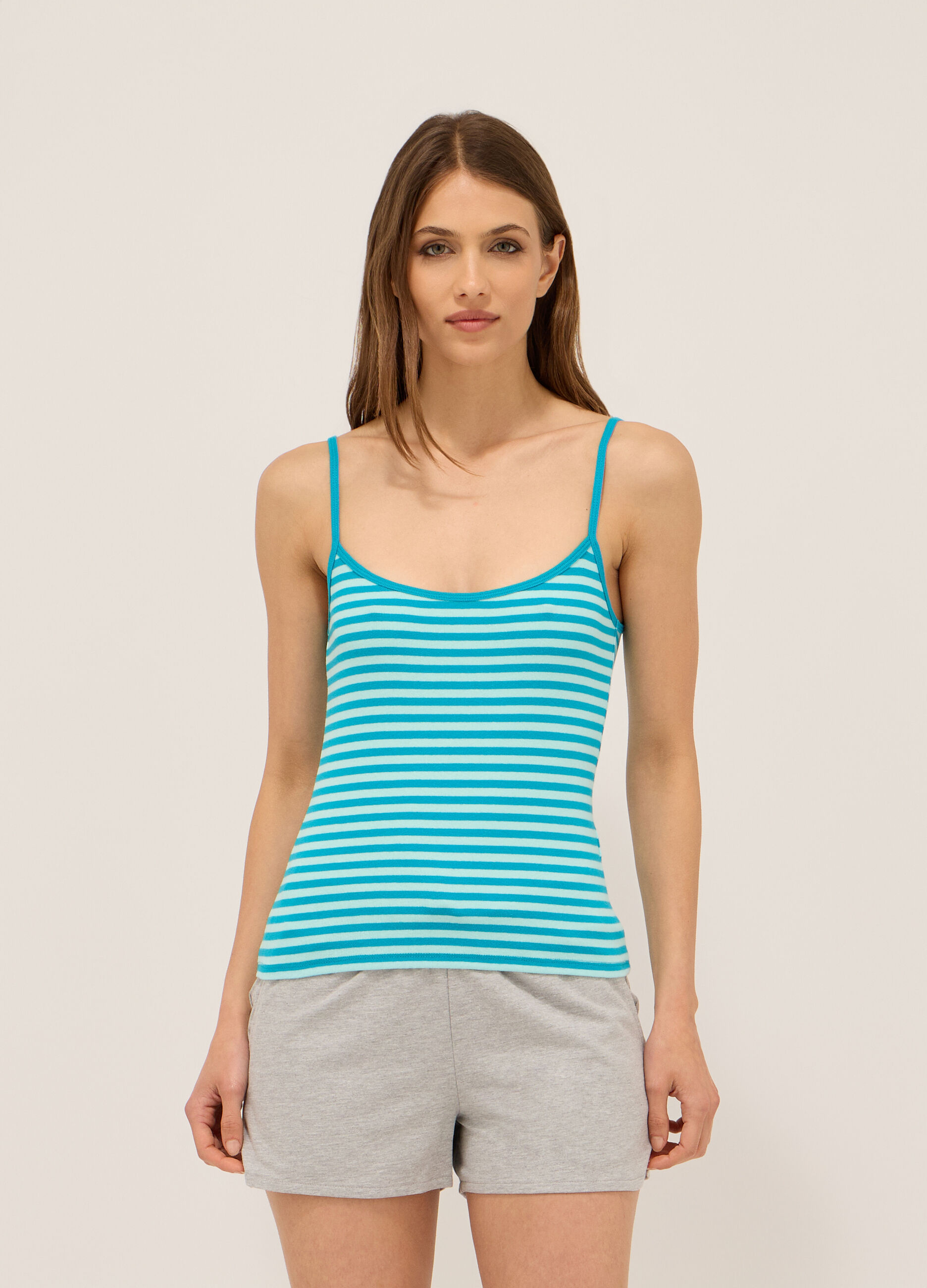 Canotta in costina di cotone stretch donna_0