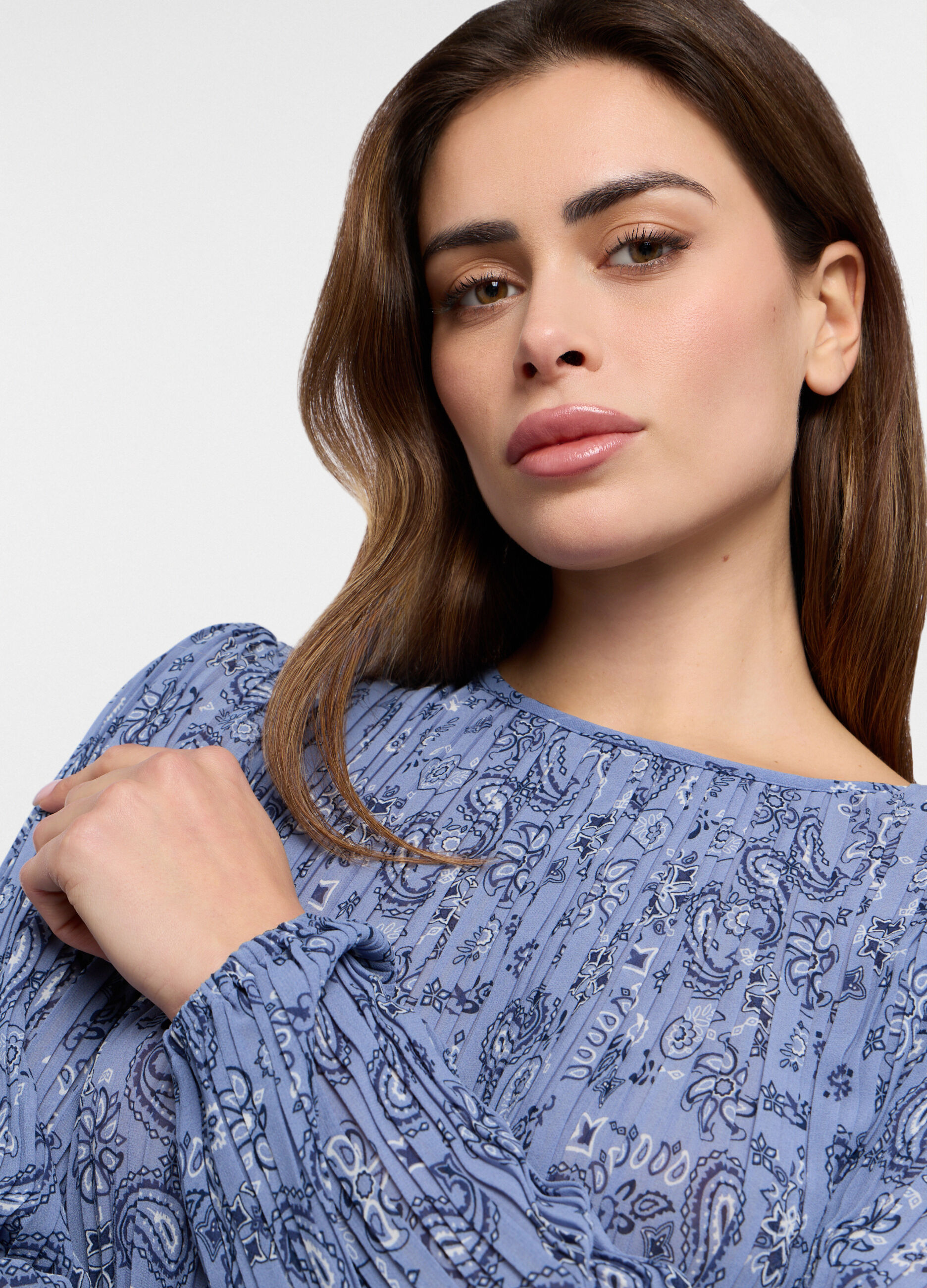 Blusa crepe con stampa donna_2