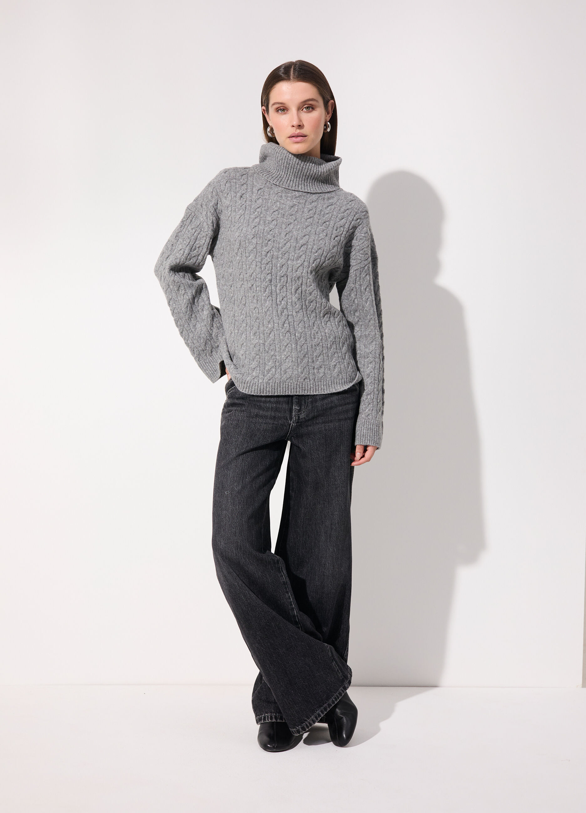 Dolcevita in misto lana a trecce donna_0