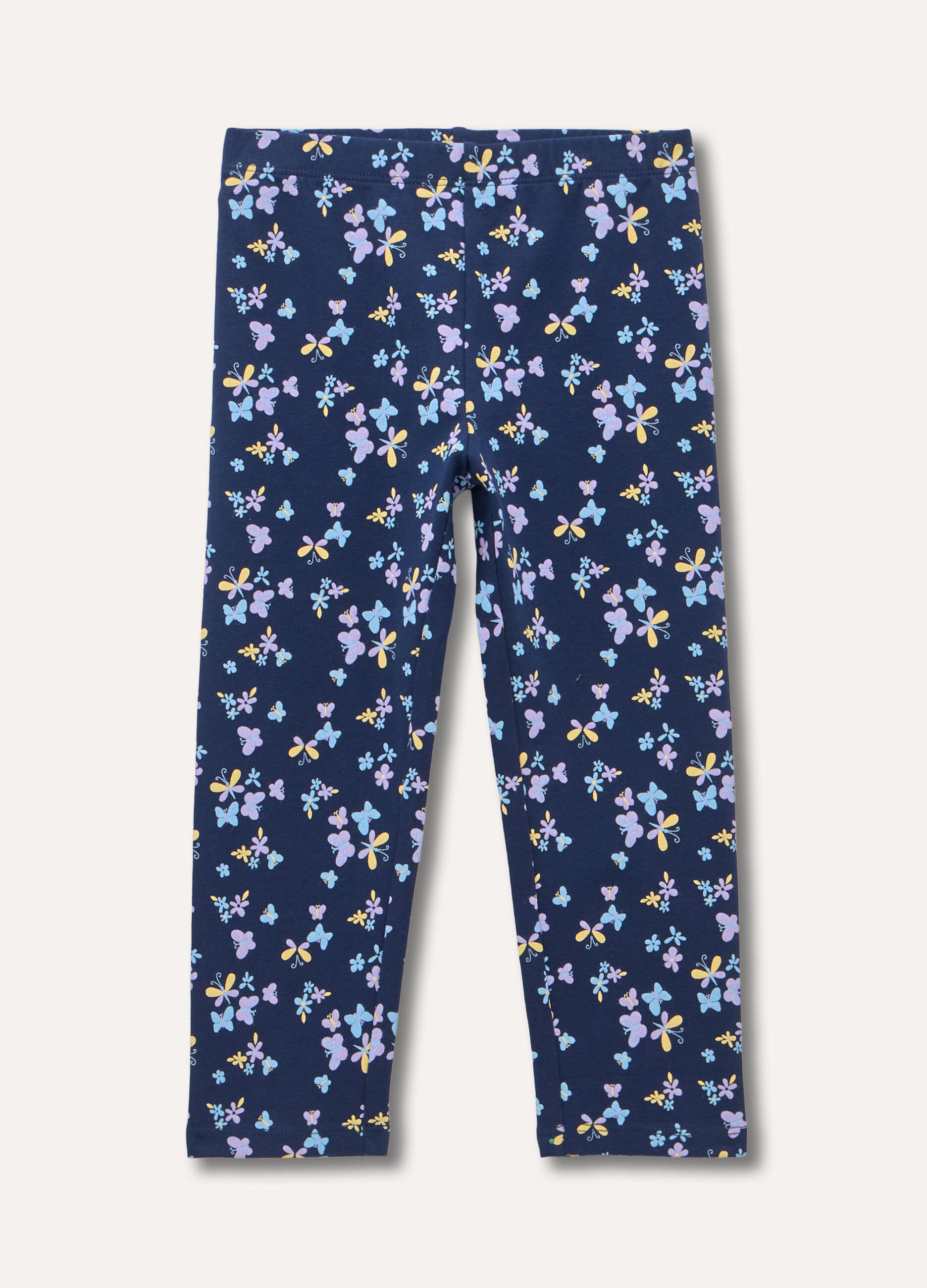 Leggings in cotone stretch con stampa bambina_0