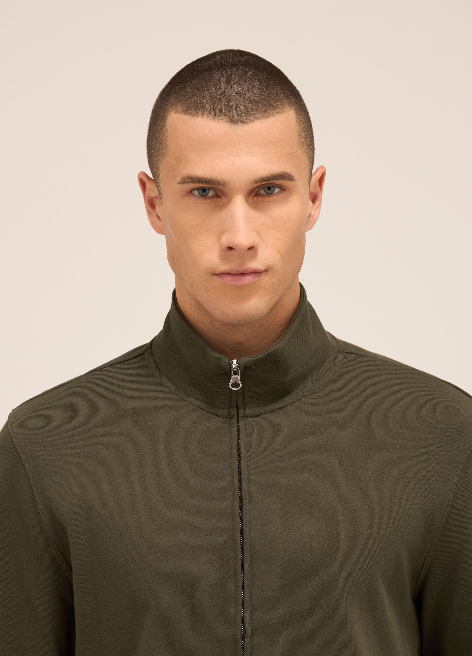 Felpa con zip in puro cotone uomo