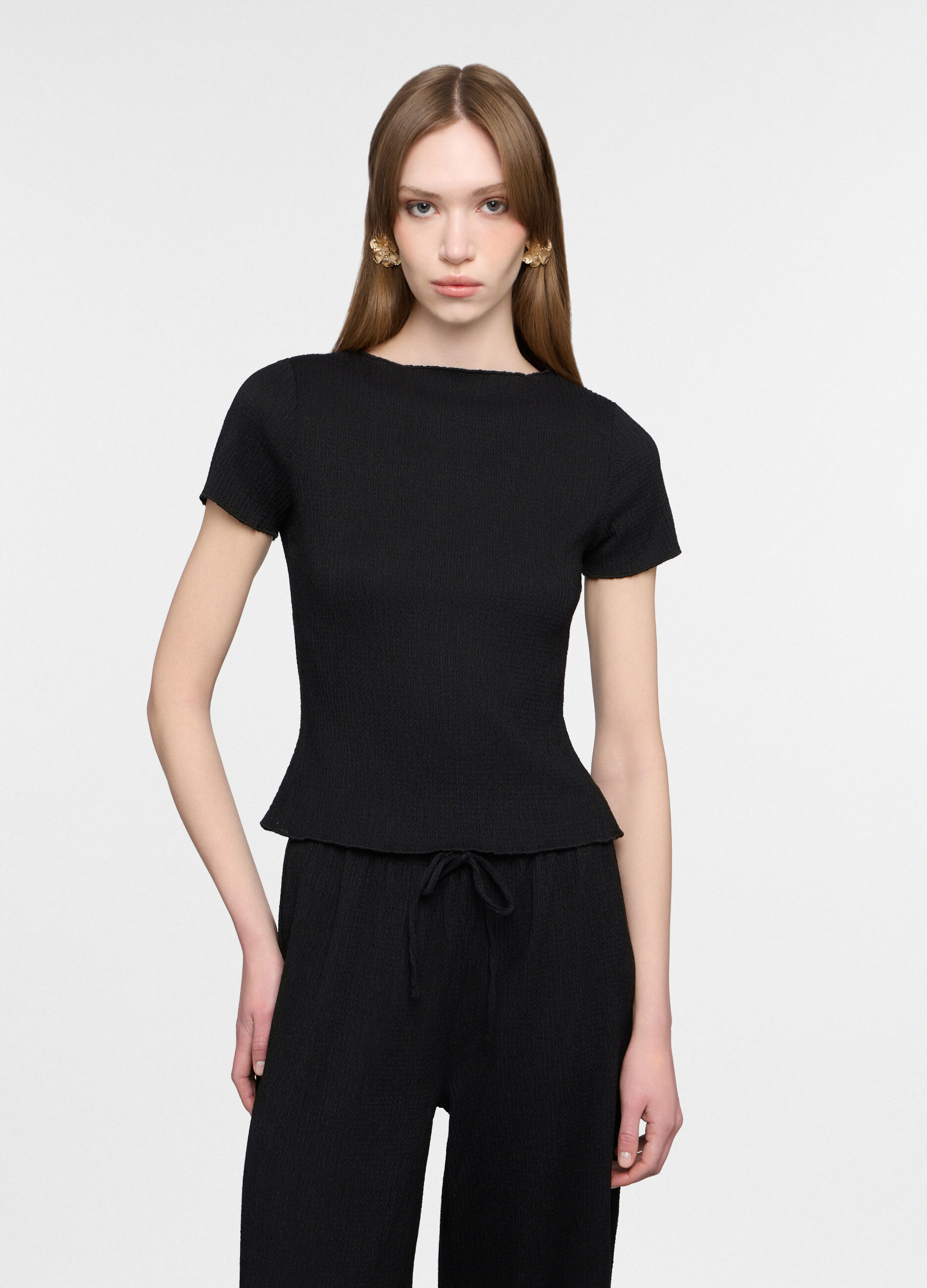 T-shirt girocollo crepe donna_0