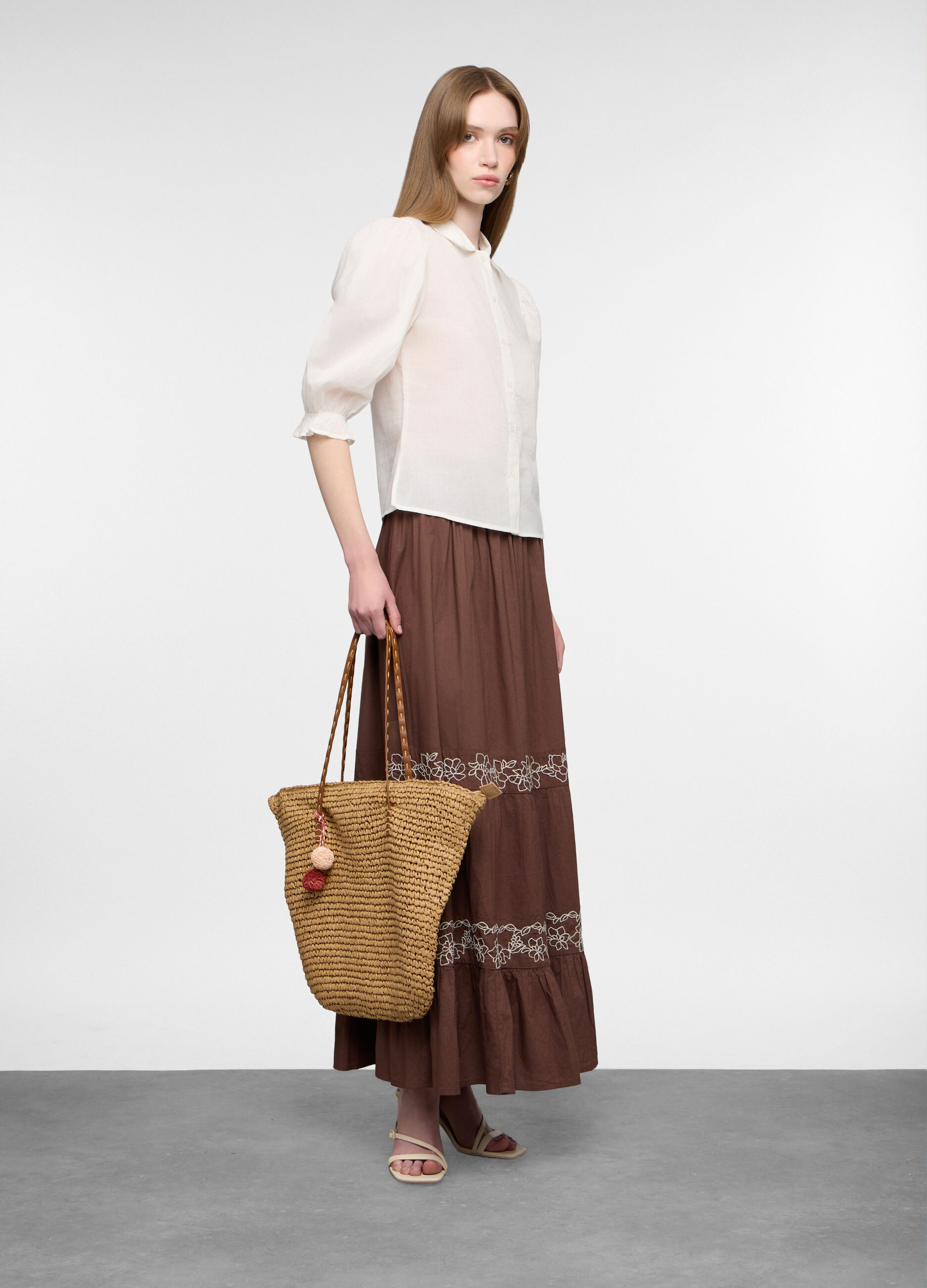 Camicia fit regular con collo classico in cotone voile donna_0