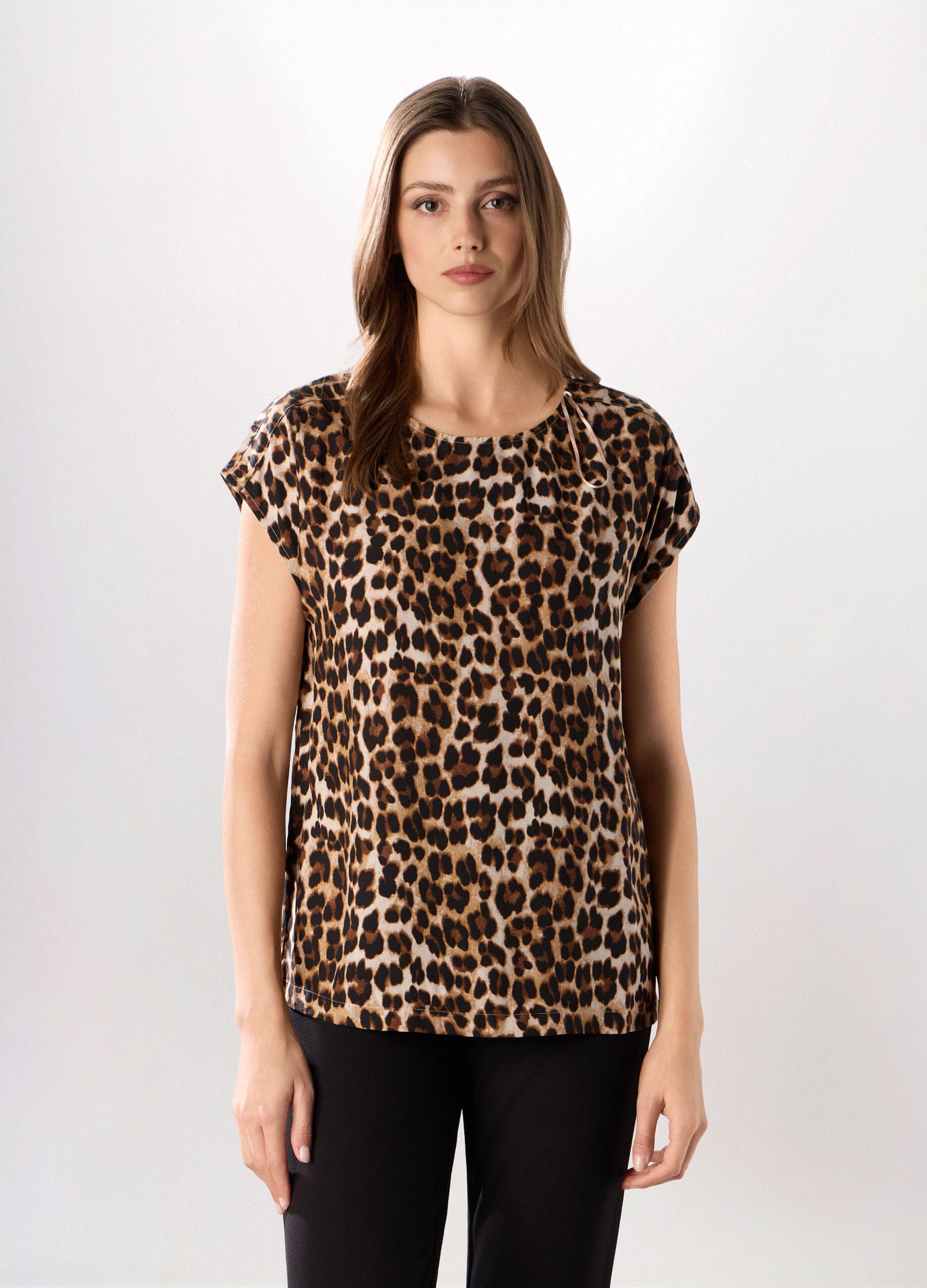 Blusa animalier a maniche corte donna_0