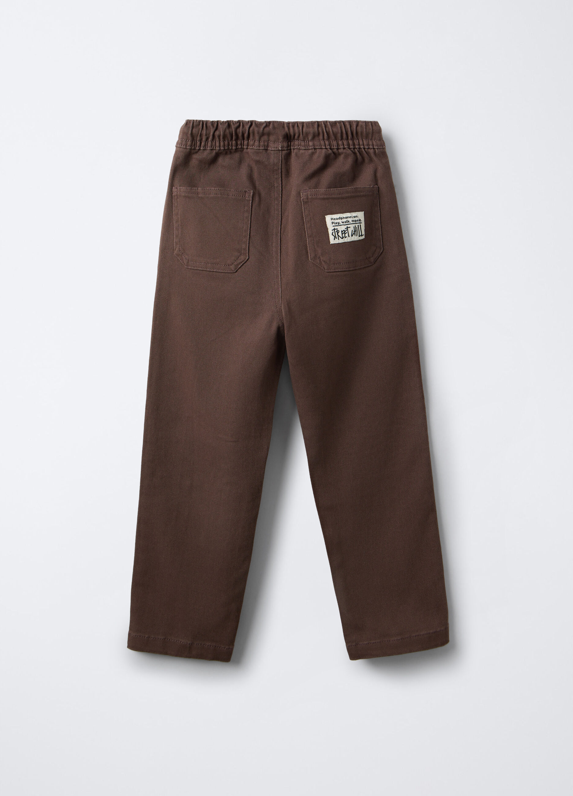 Pantaloni Straight Fit in Twill di cotone stretch bambino_1