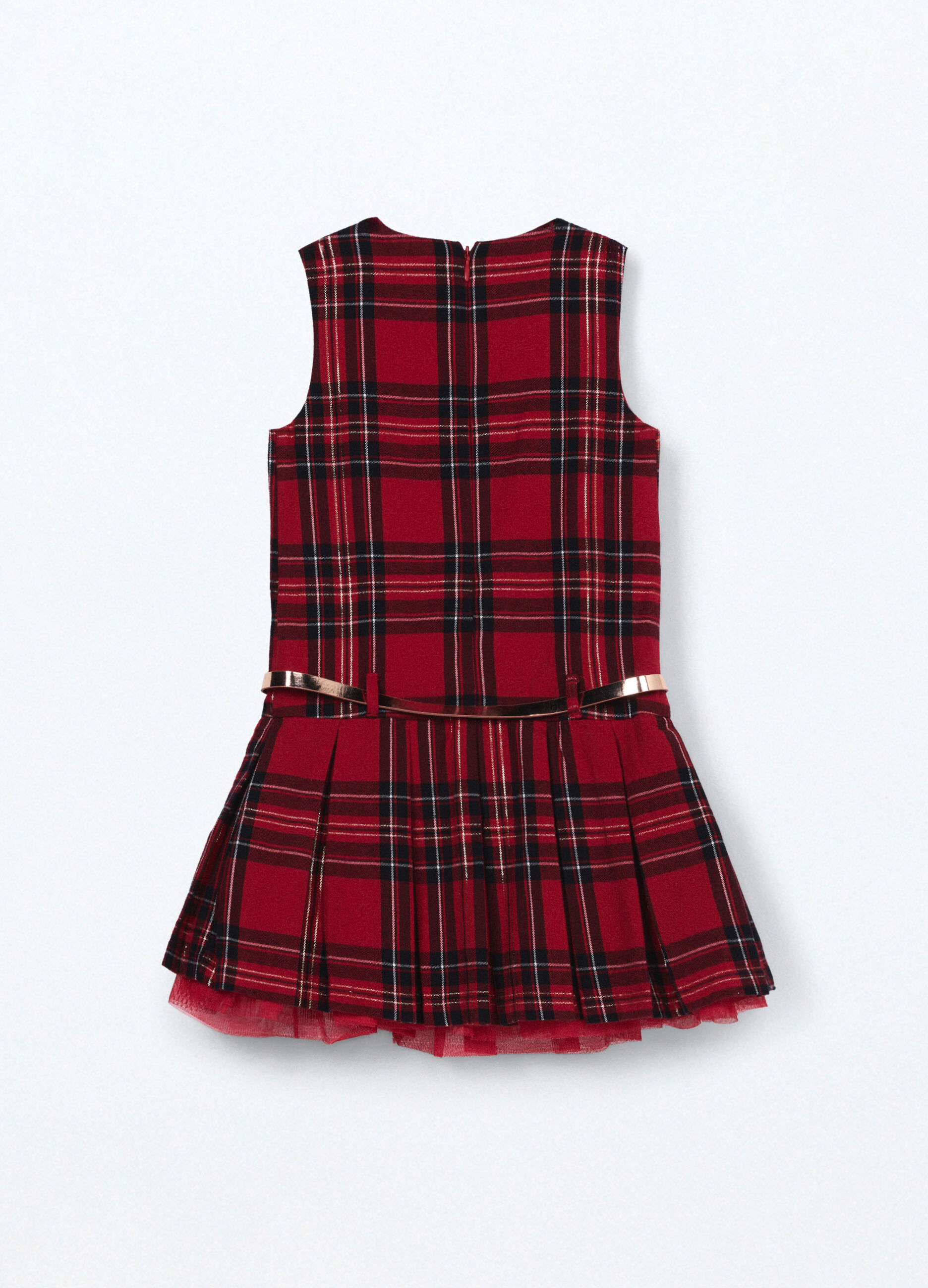 Vestito in twill a quadri bambina_1