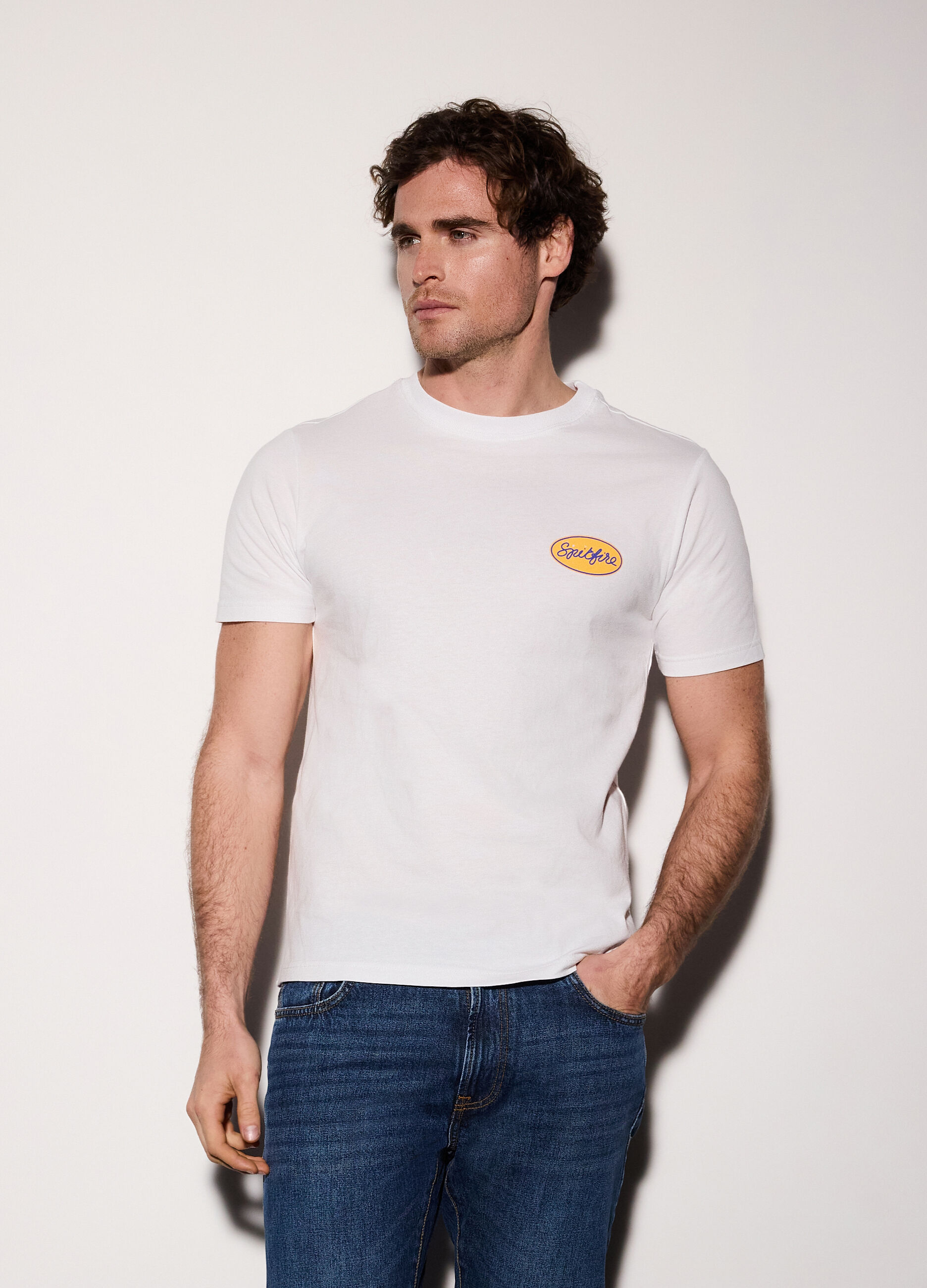 T-shirt in jersey di cotone con logo uomo