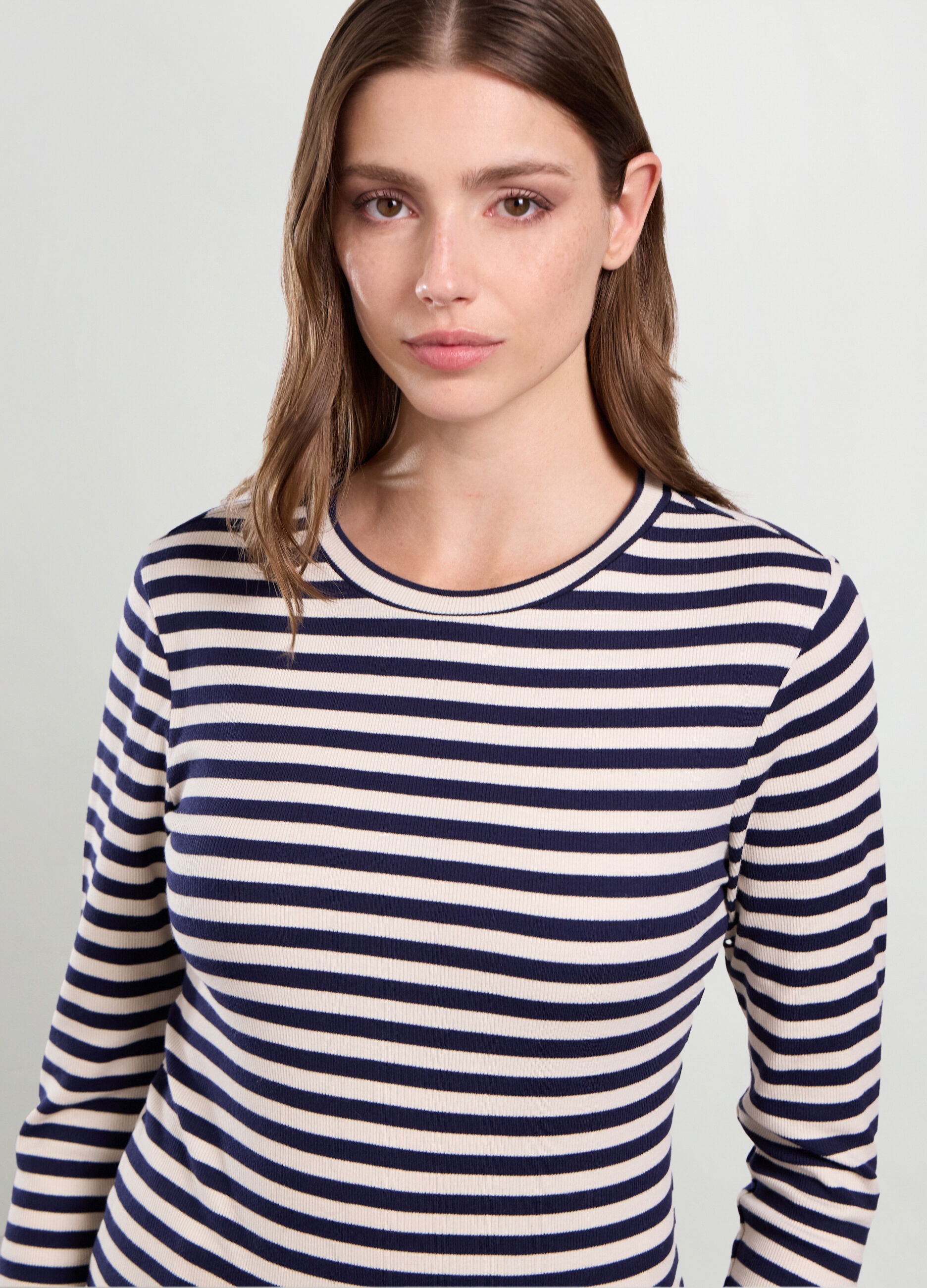 T-shirt in costina di cotone stretch donna_2