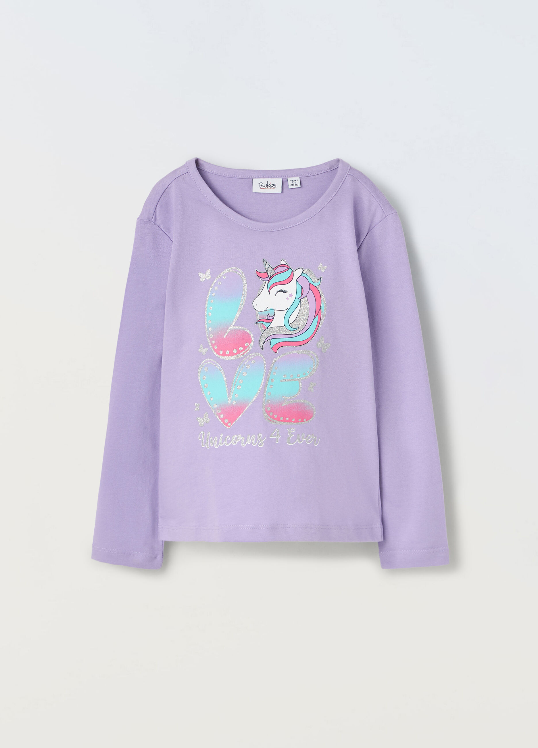 T-shirt in puro cotone a maniche lunghe bambina_0