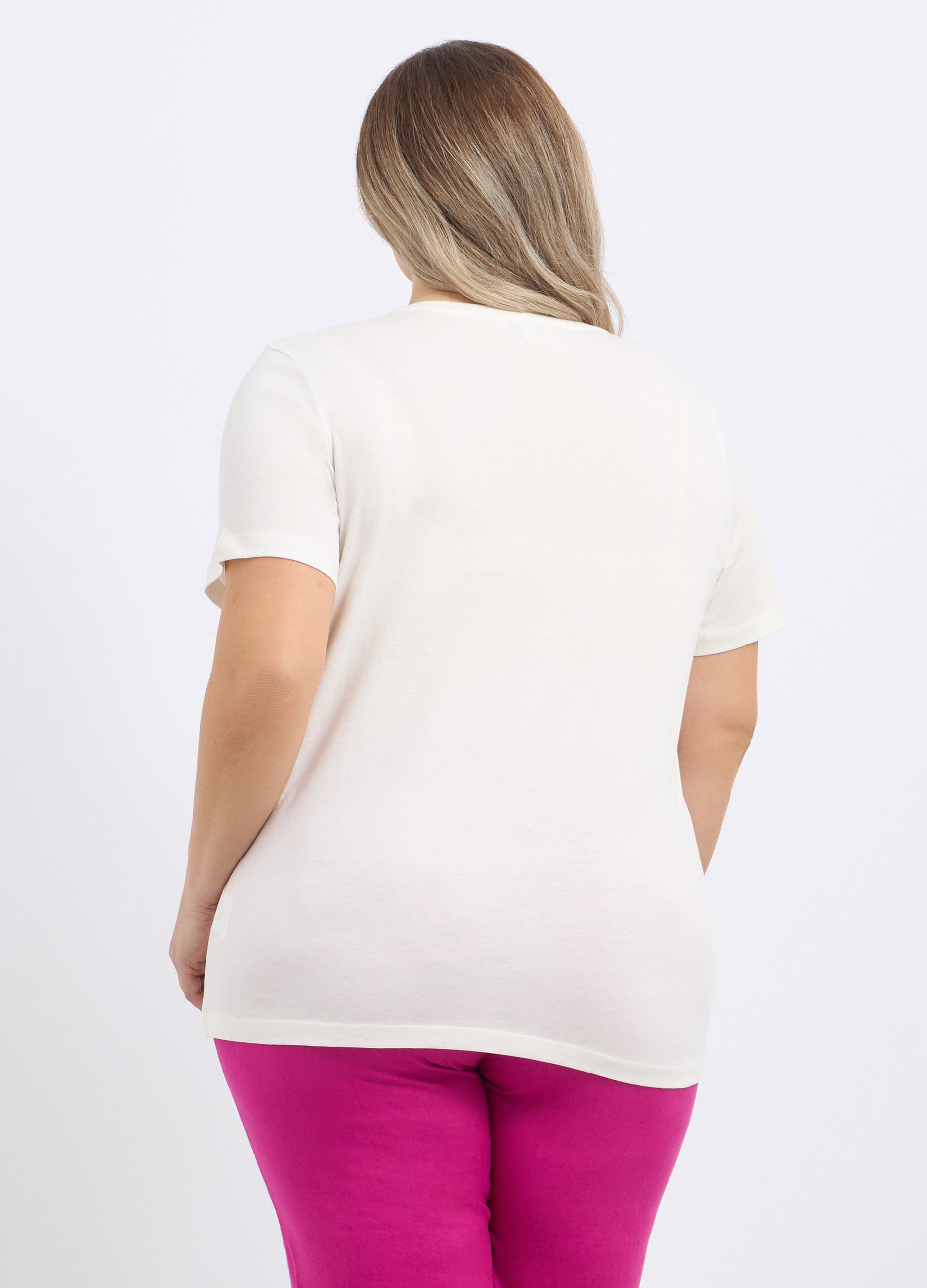 T-shirt in puro cotone con stampa donna curvy_1