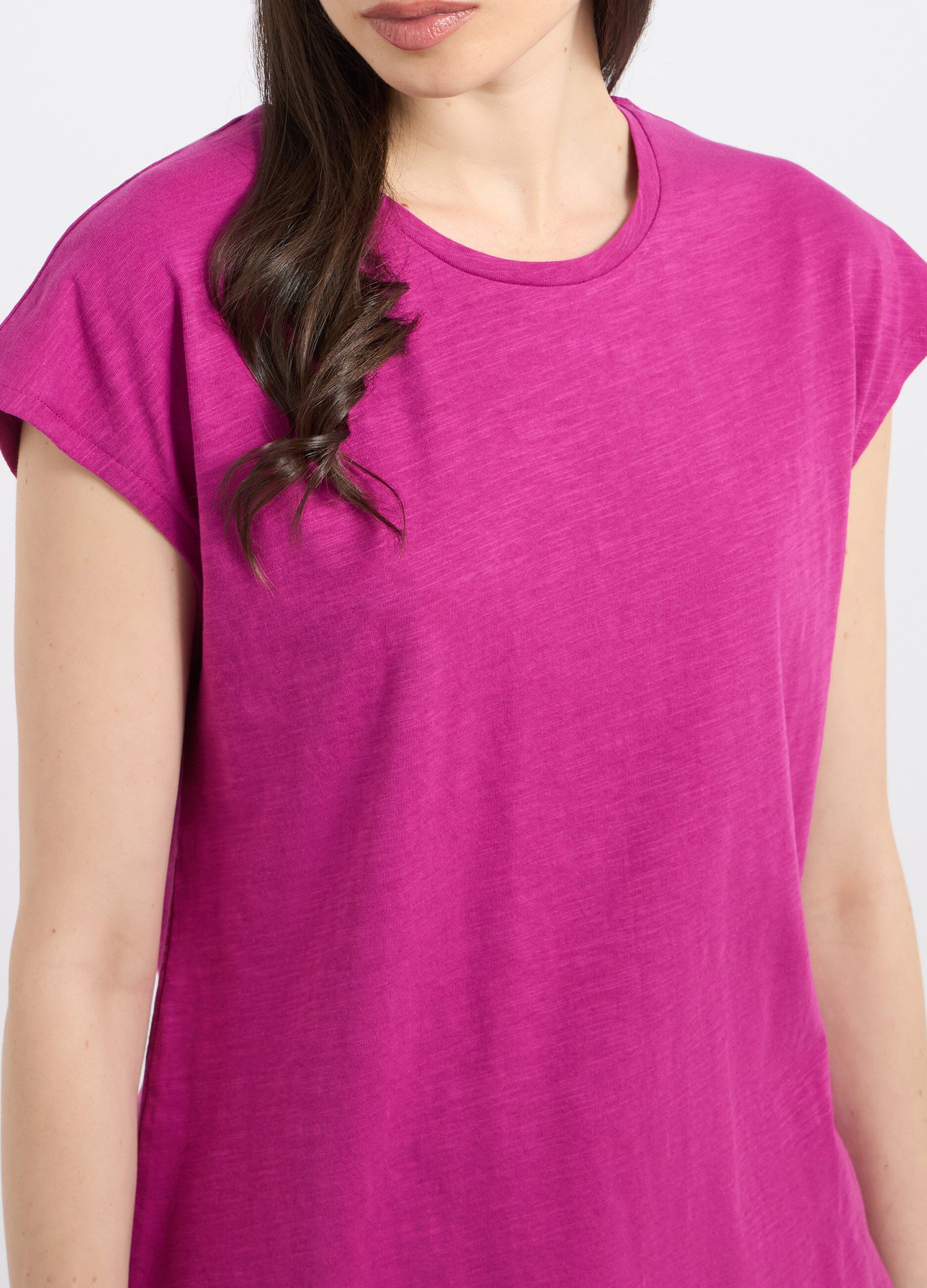 T-shirt smanicata in puro cotone donna_2