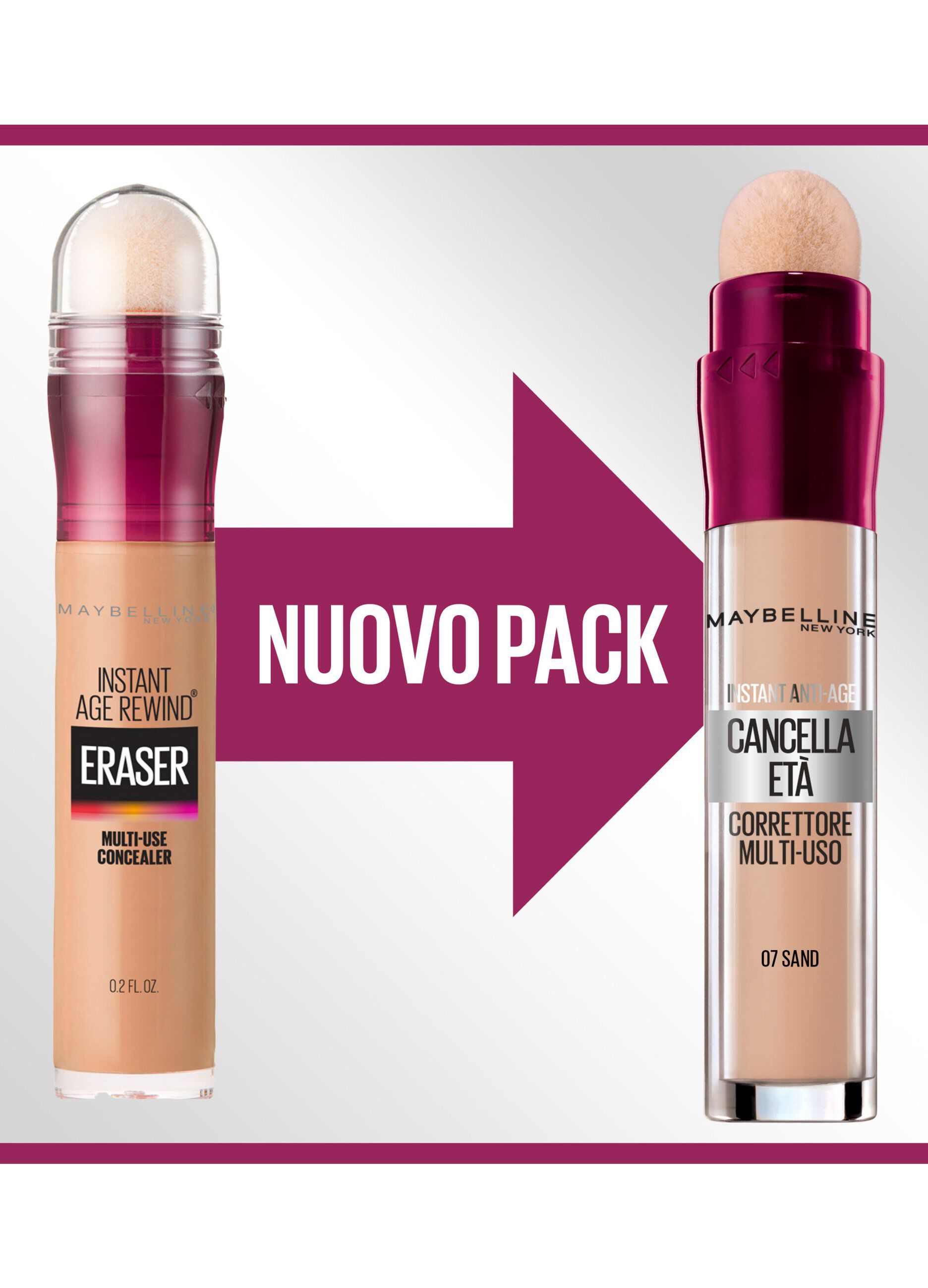 Maybelline New York Correttore Liquido Il Cancella Età, con Bacche di Goji e Haloxyl, Copre Occhiaie e Piccole Rughe, 07 Sand, 6.8 ml.