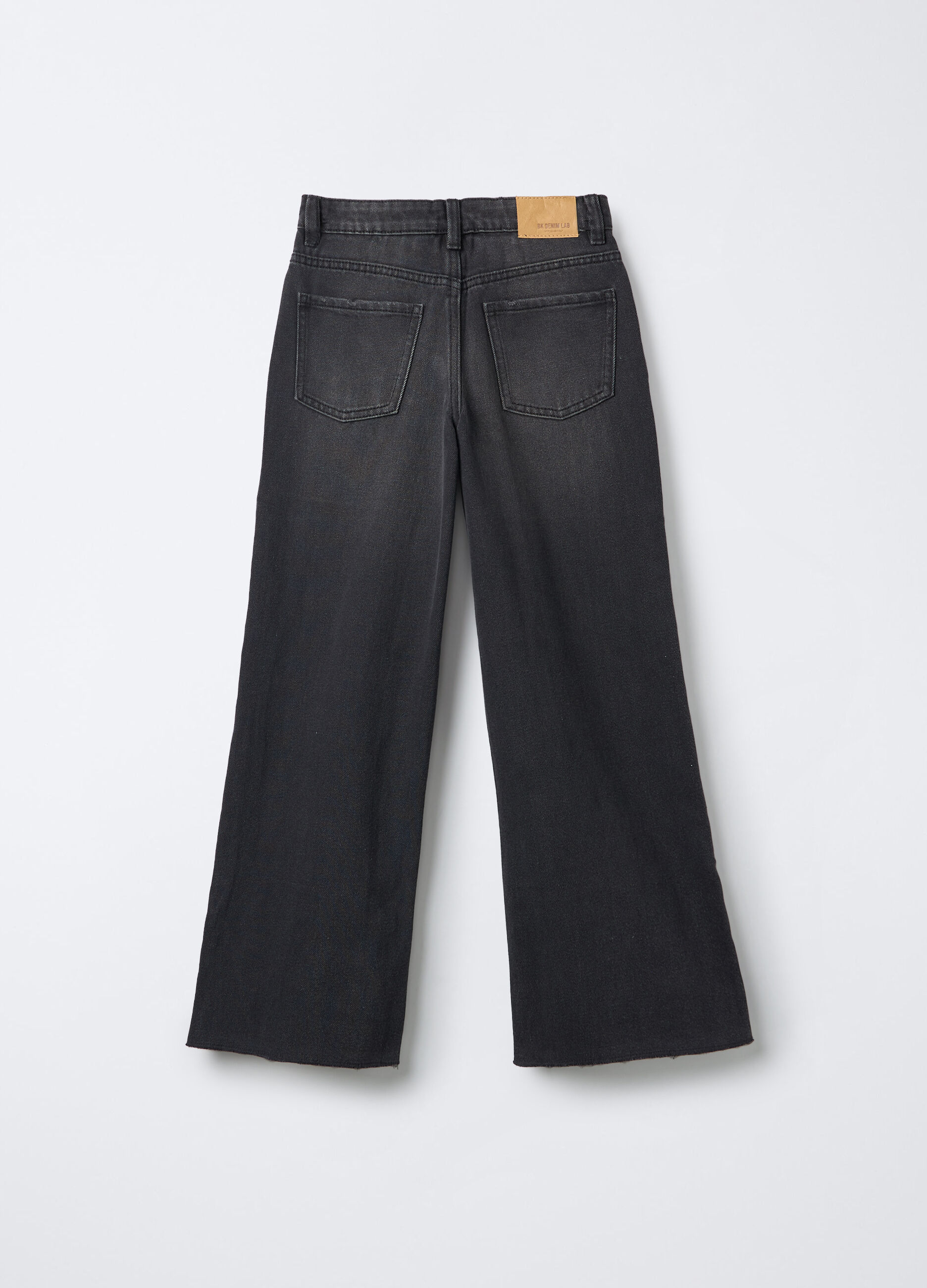 Pantaloni in denim misto cotone Wide Leg ragazza_1