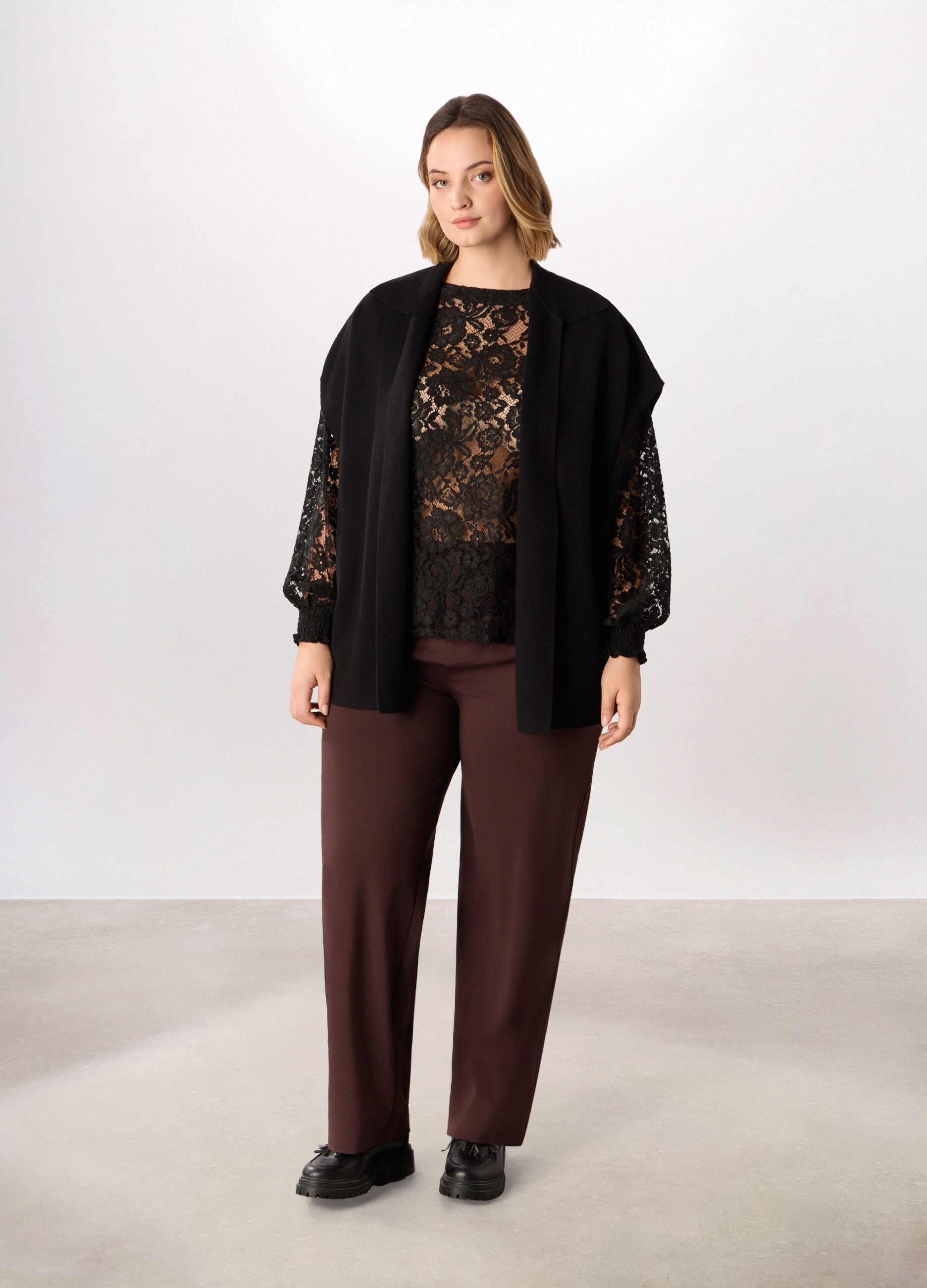 Cardigan tricot misto viscosa donna curvy_0