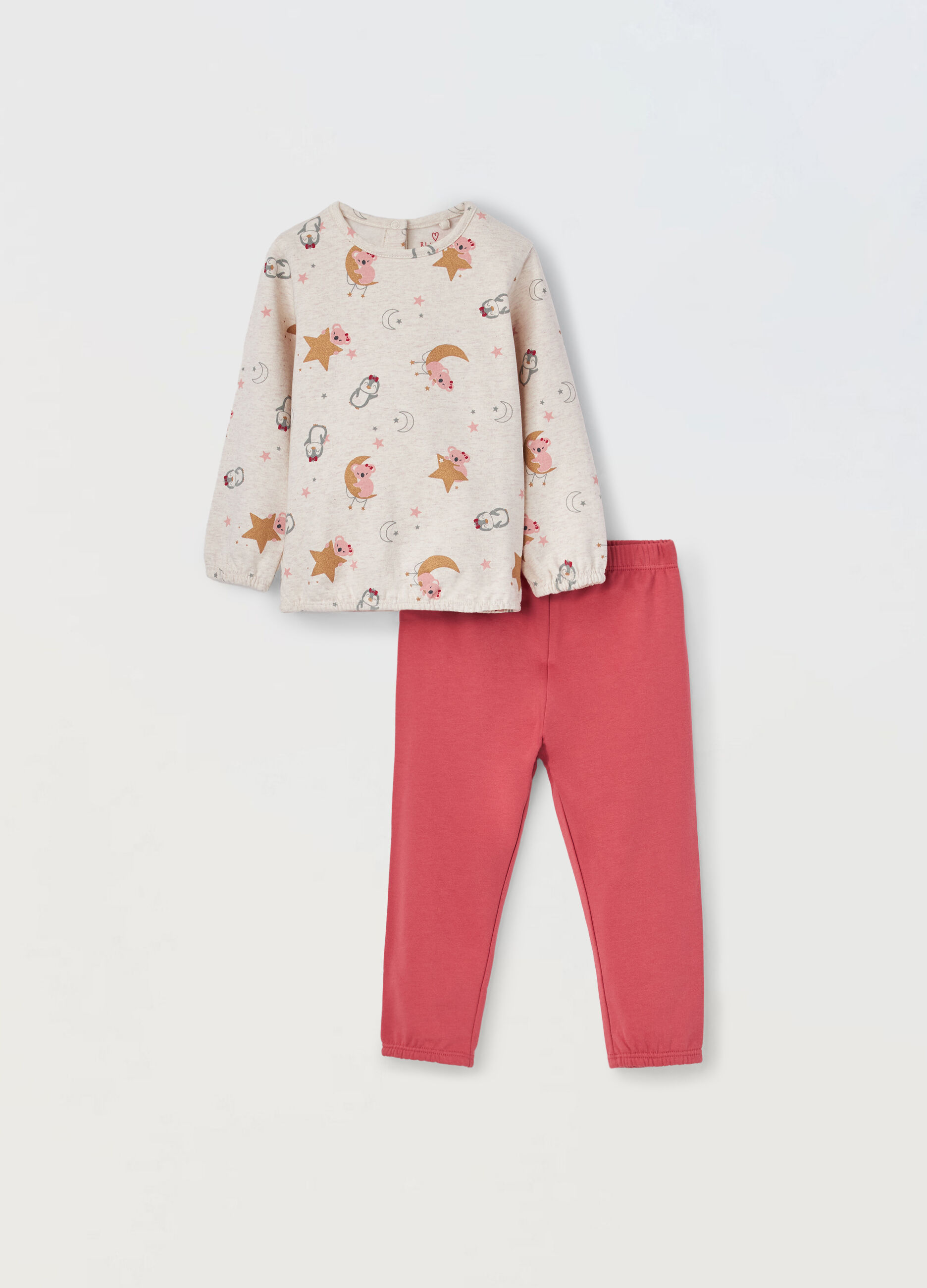 Set pigiama in felpa di misto cotone neonata_0