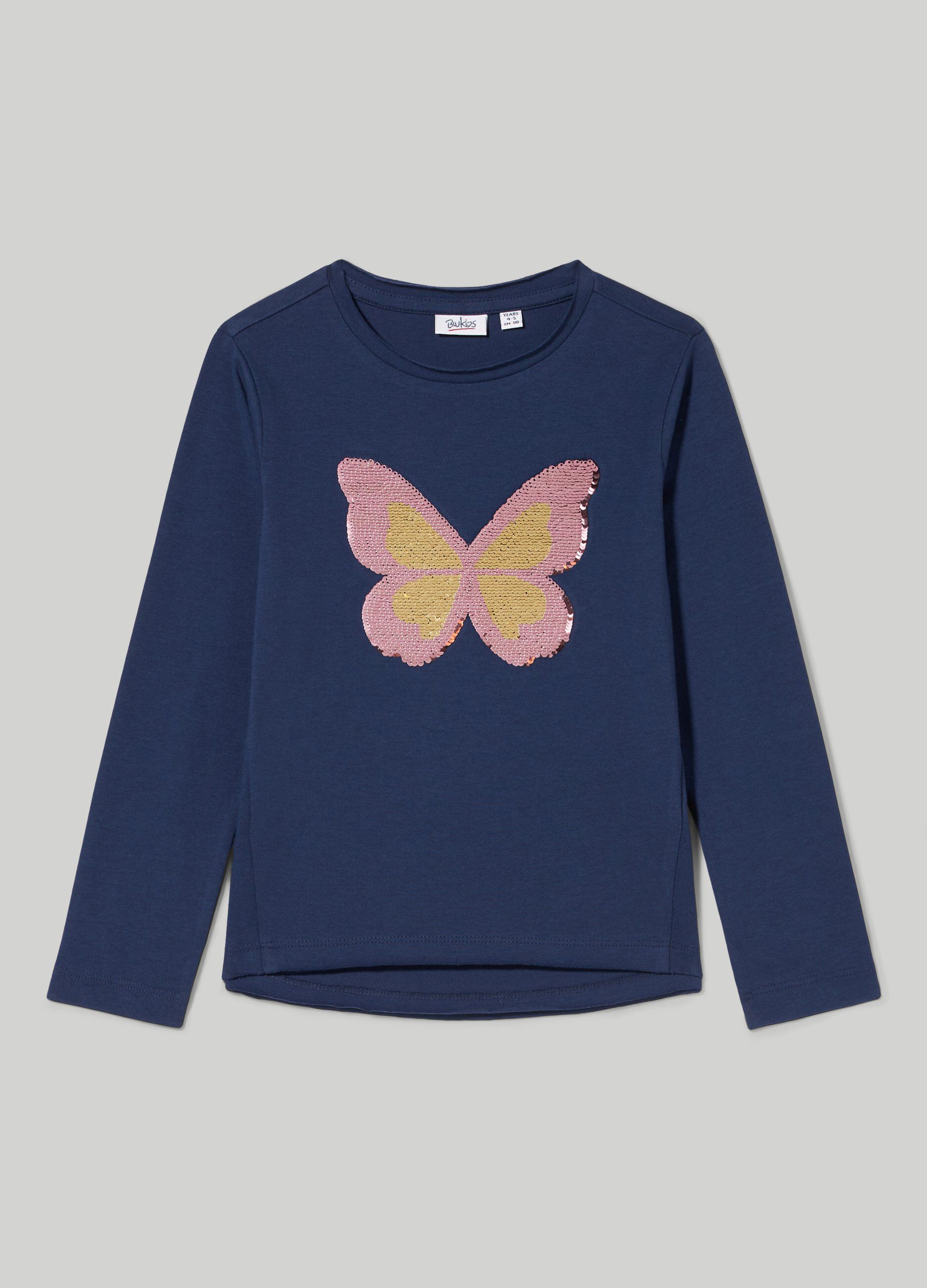 T shirt in puro cotone con paillettes bambina