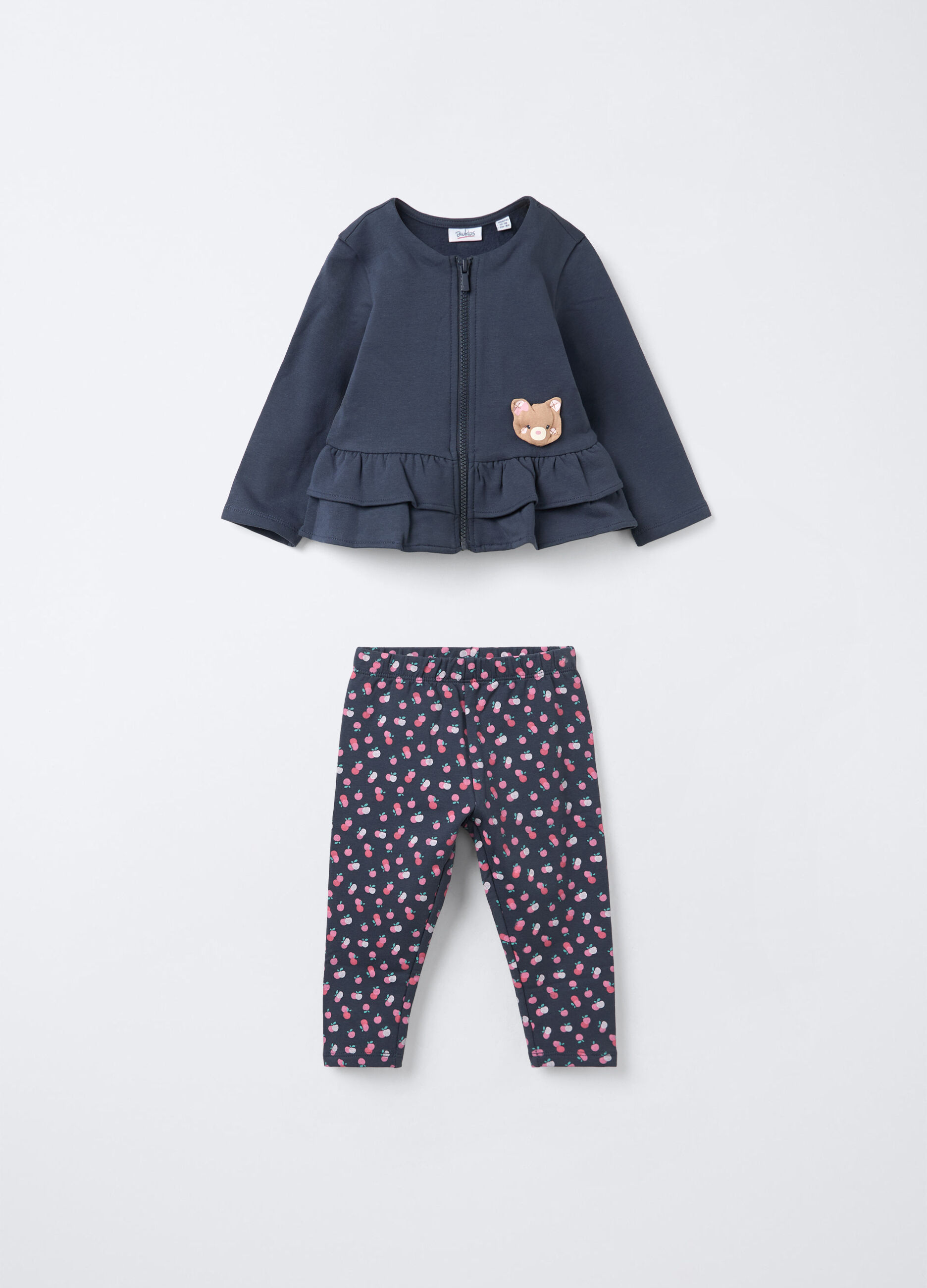 Jogging set in cotone garzato stretch bimba_0