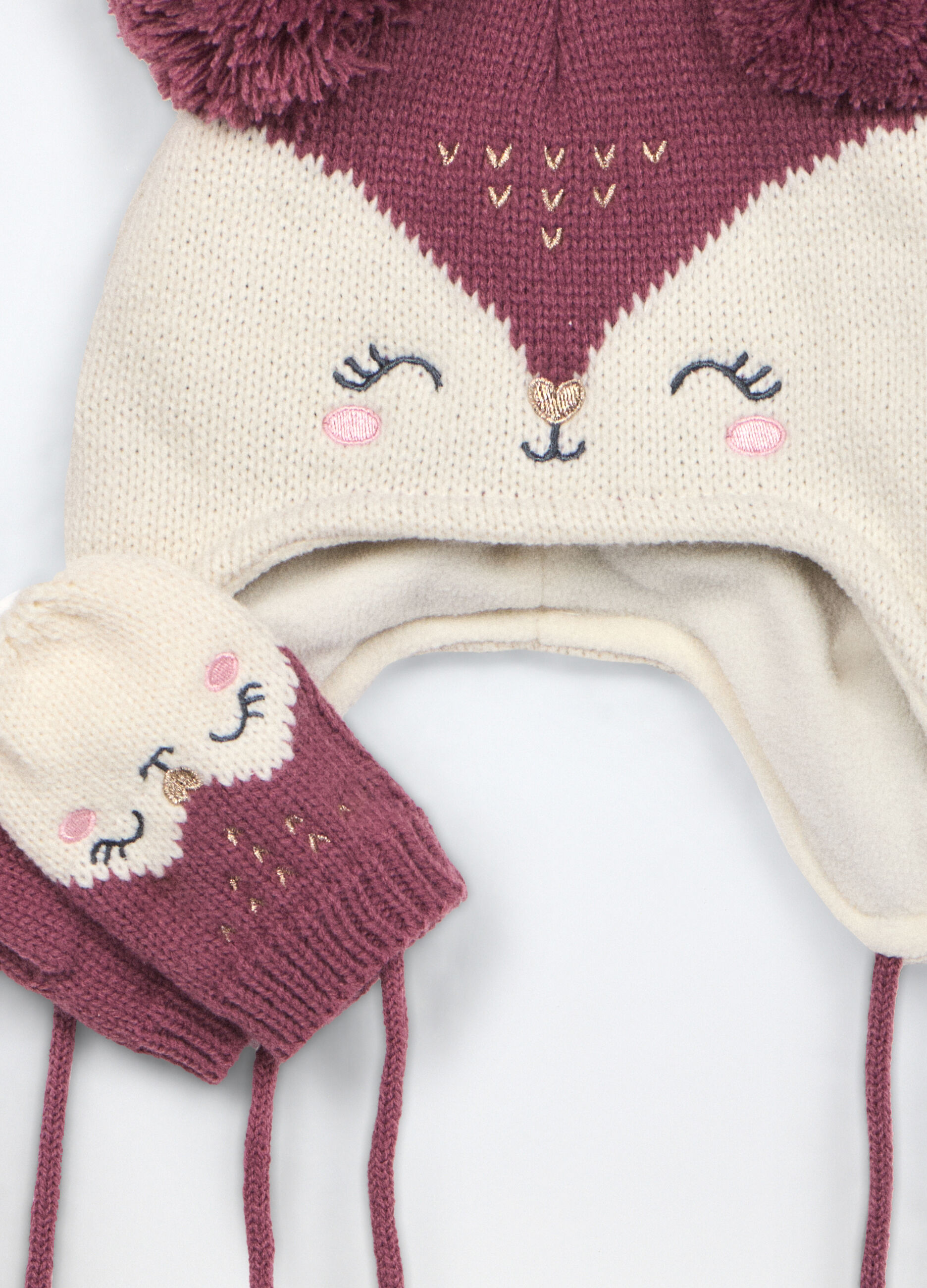 Set tricot berretto + manopole neonata_2