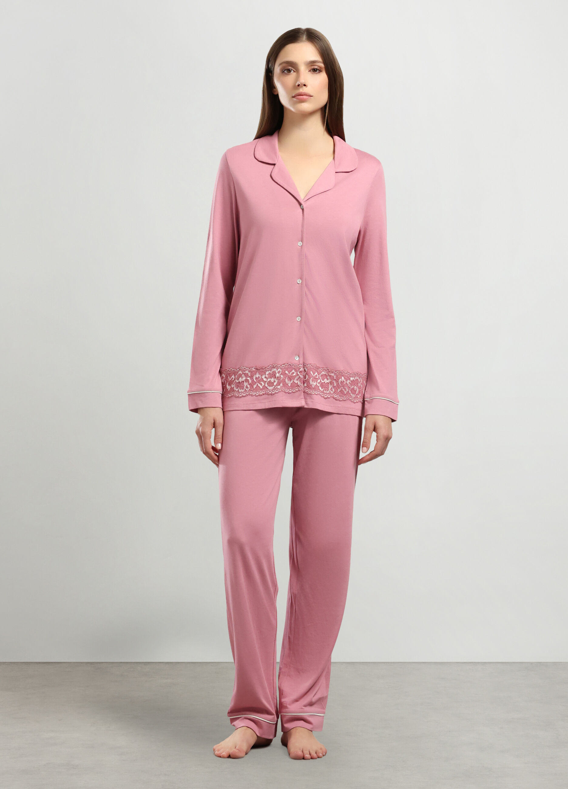 Top pigiama con collo revers donna_0