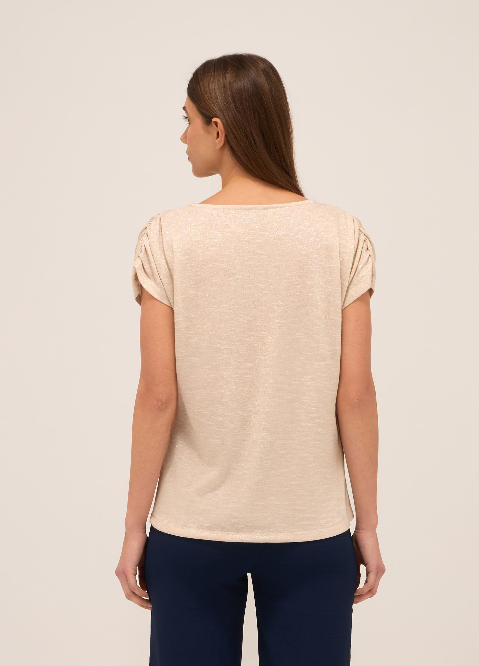 T-shirt in misto viscosa e filo lurex donna_1