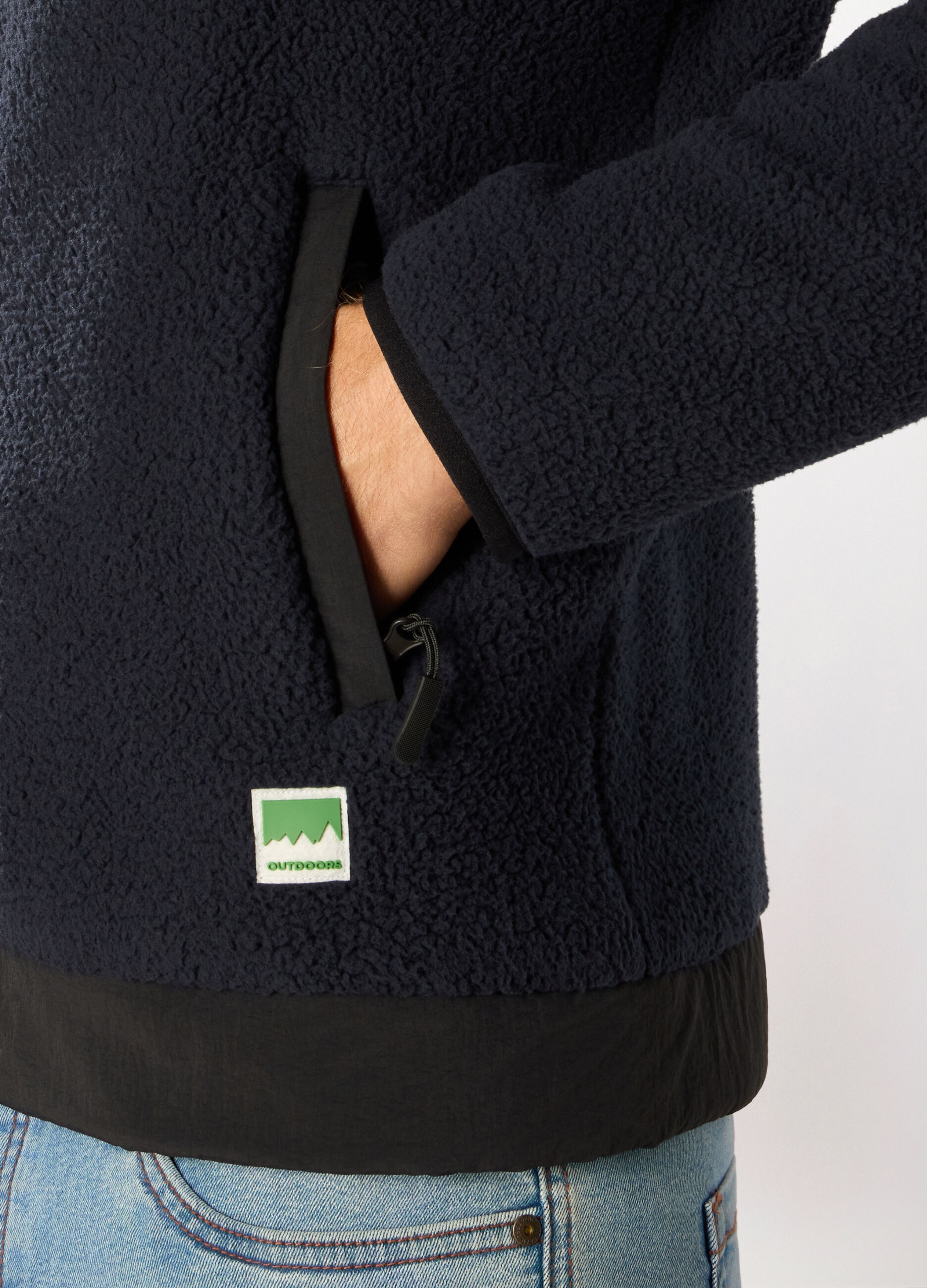 Felpa in pile con cappuccio e zip uomo_2