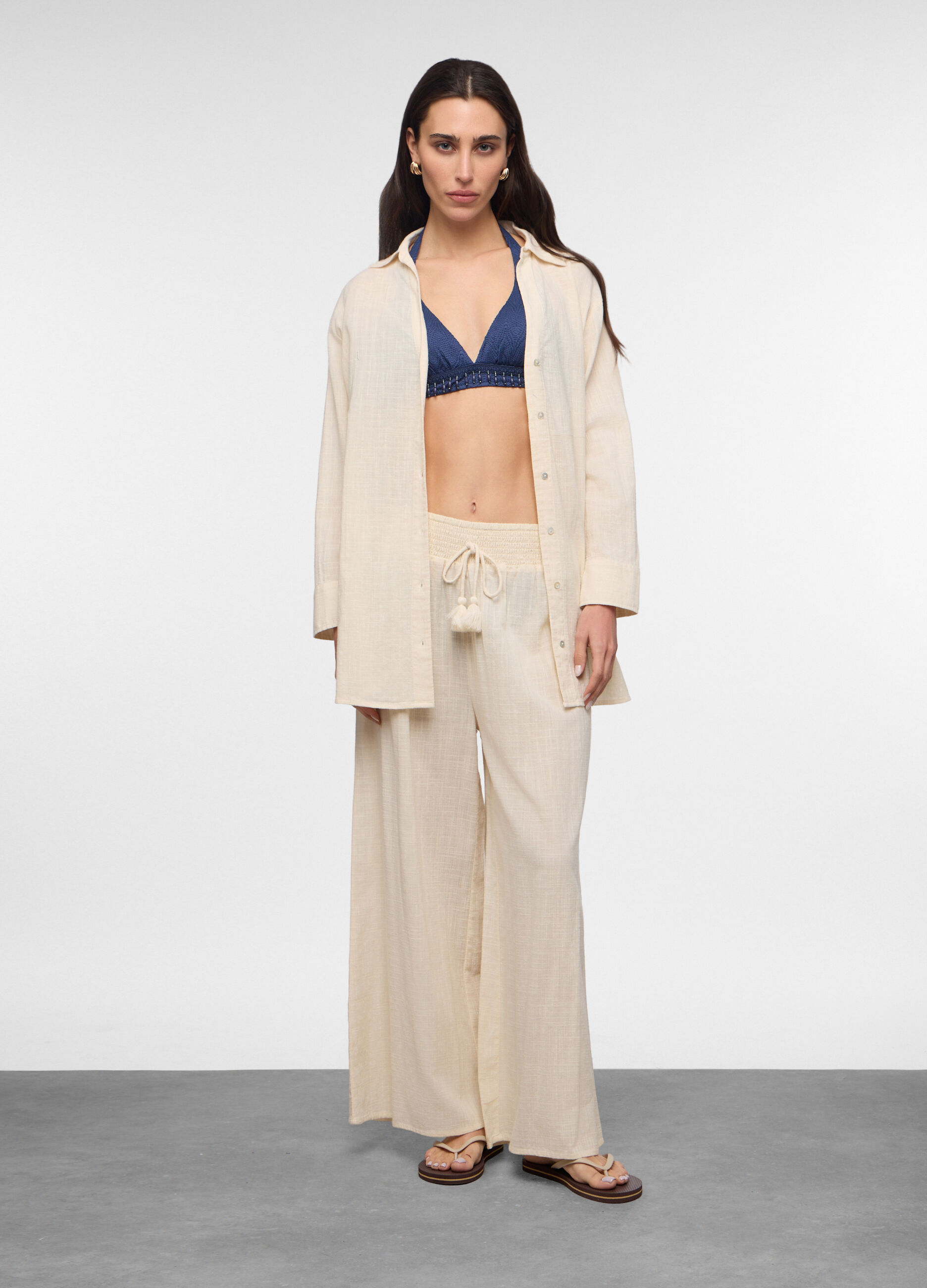 Pantaloni wide leg copricostume donna