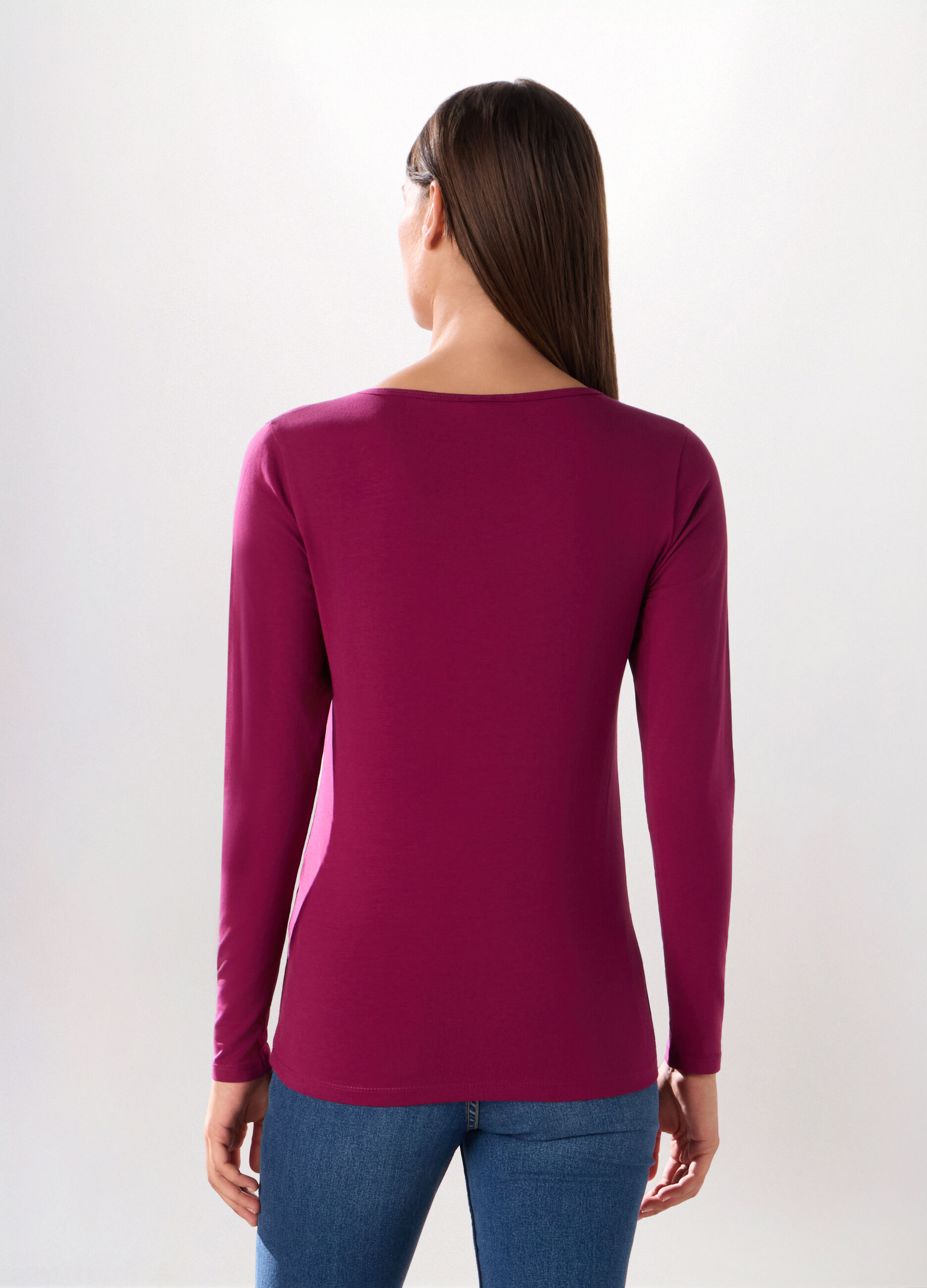 T-shirt in jersey di cotone stretch donna_1