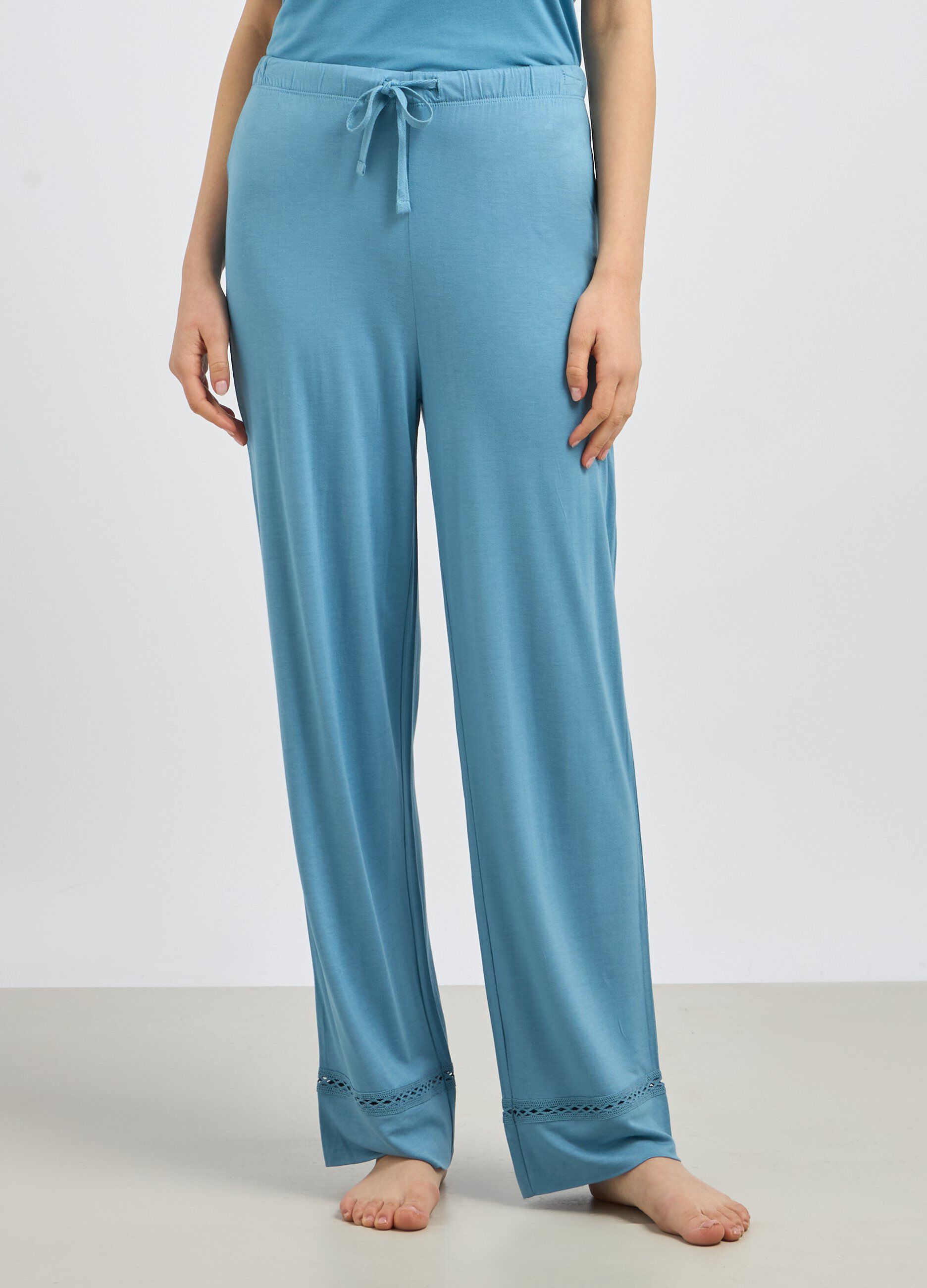 Pantalone lungo pigiama con pizzo donna_0