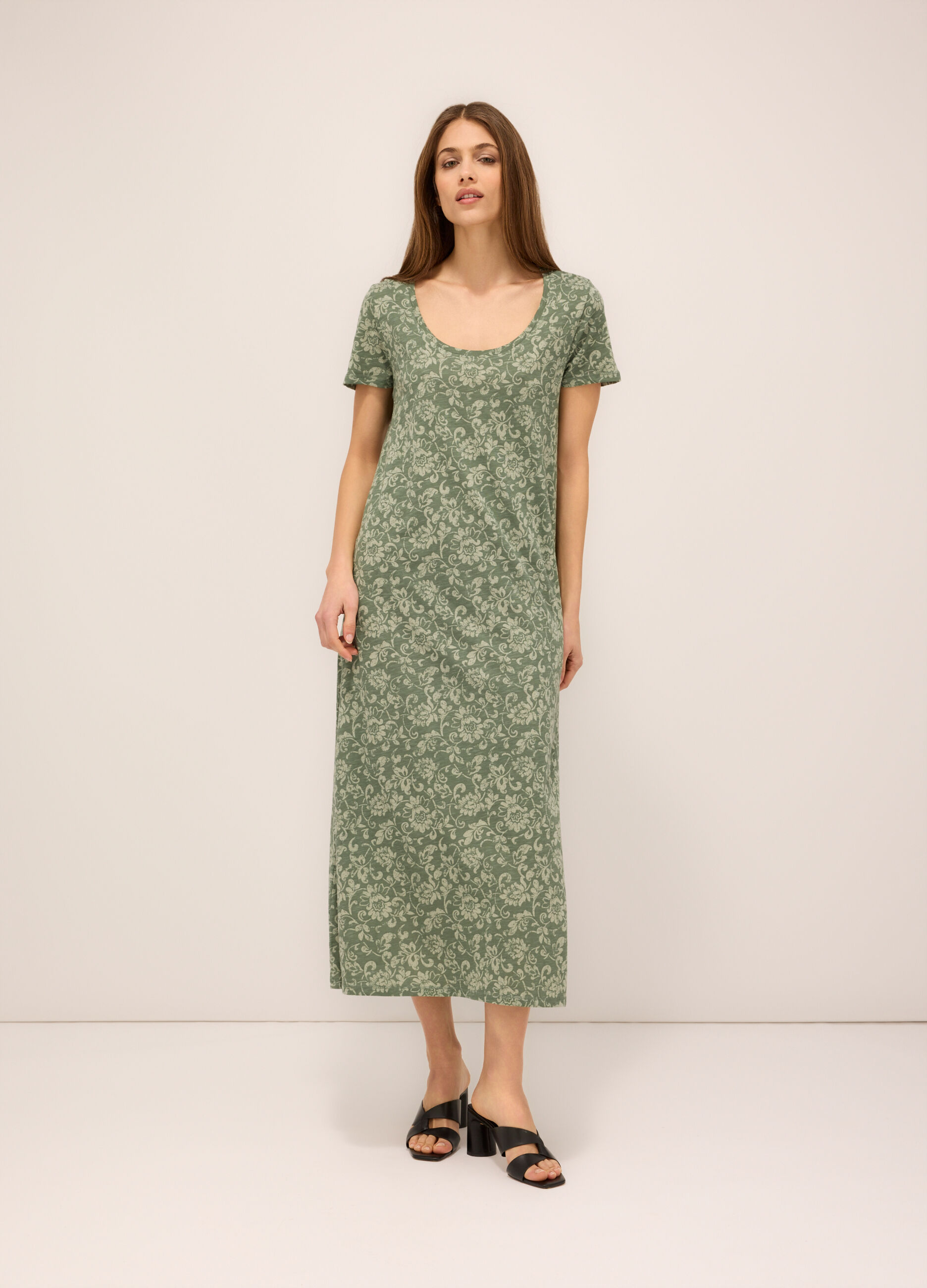 Abito in jersey slub di puro cotone donna