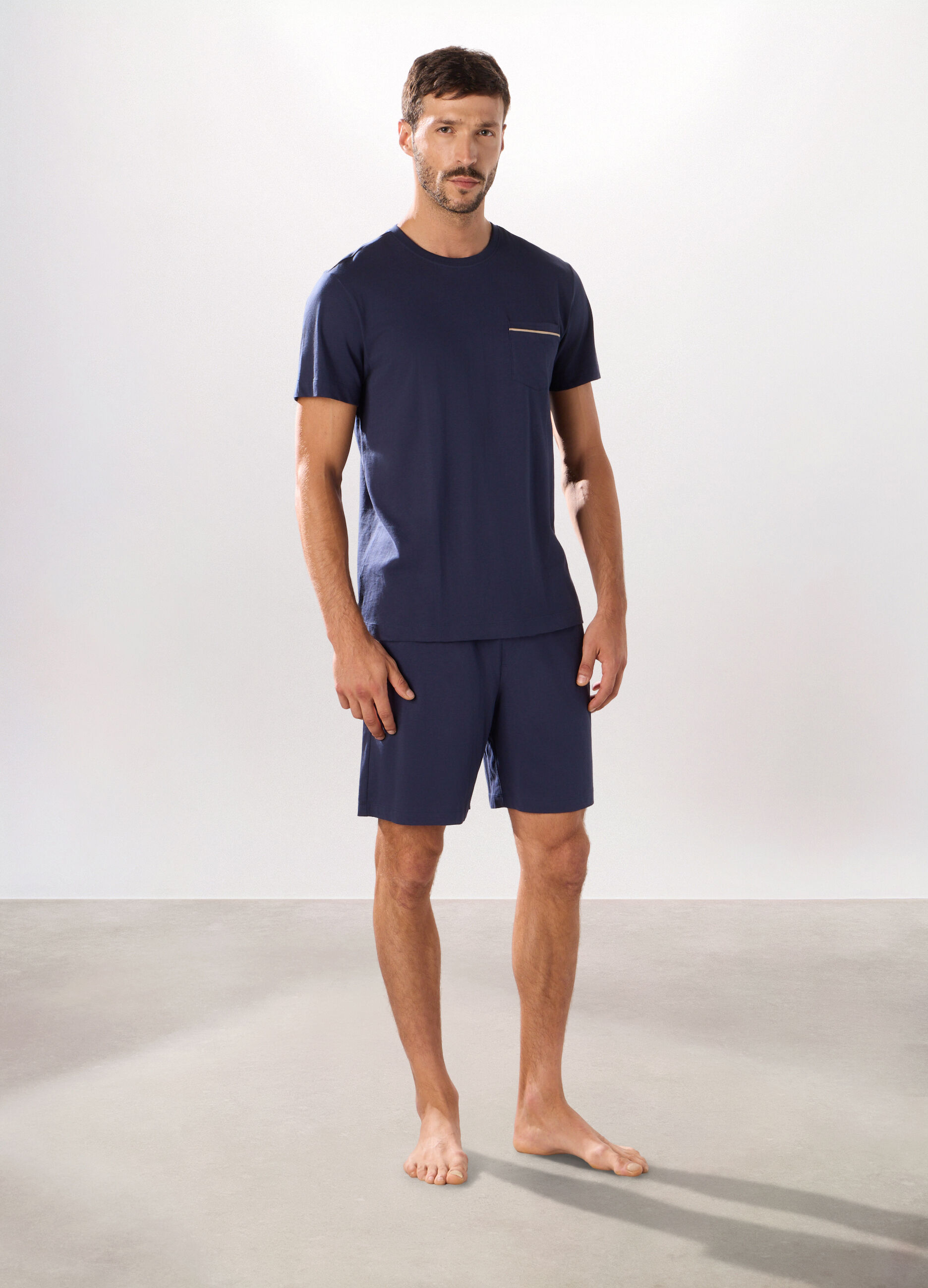 Pantaloncini pigiama in puro cotone uomo_0