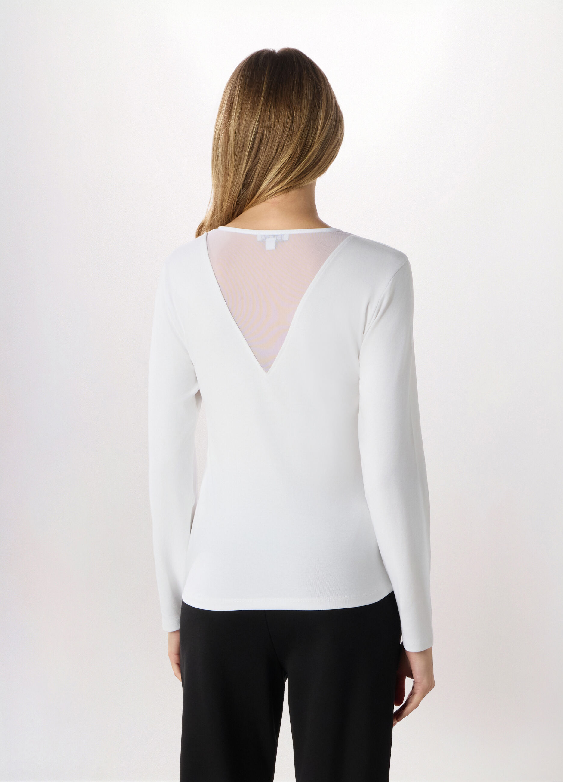 T-shirt in jersey di cotone stretch donna_1