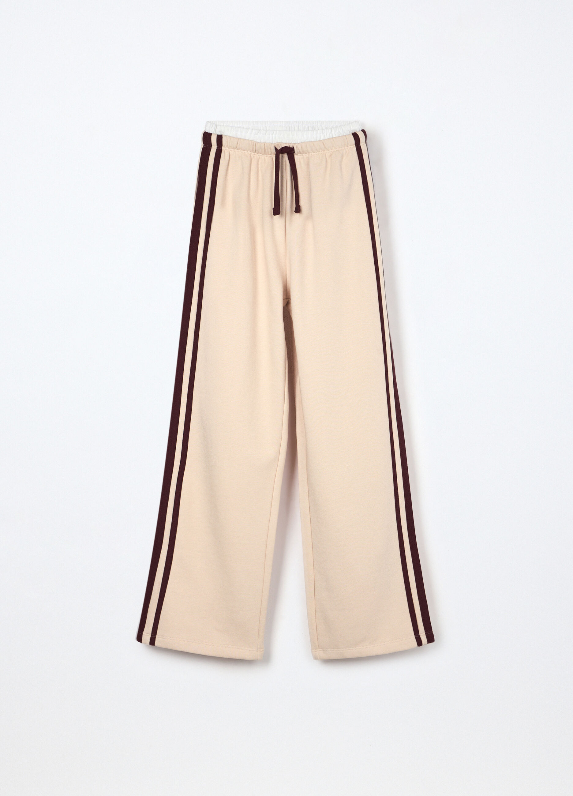 Jogger wide leg misto cotone fleece ragazza_0