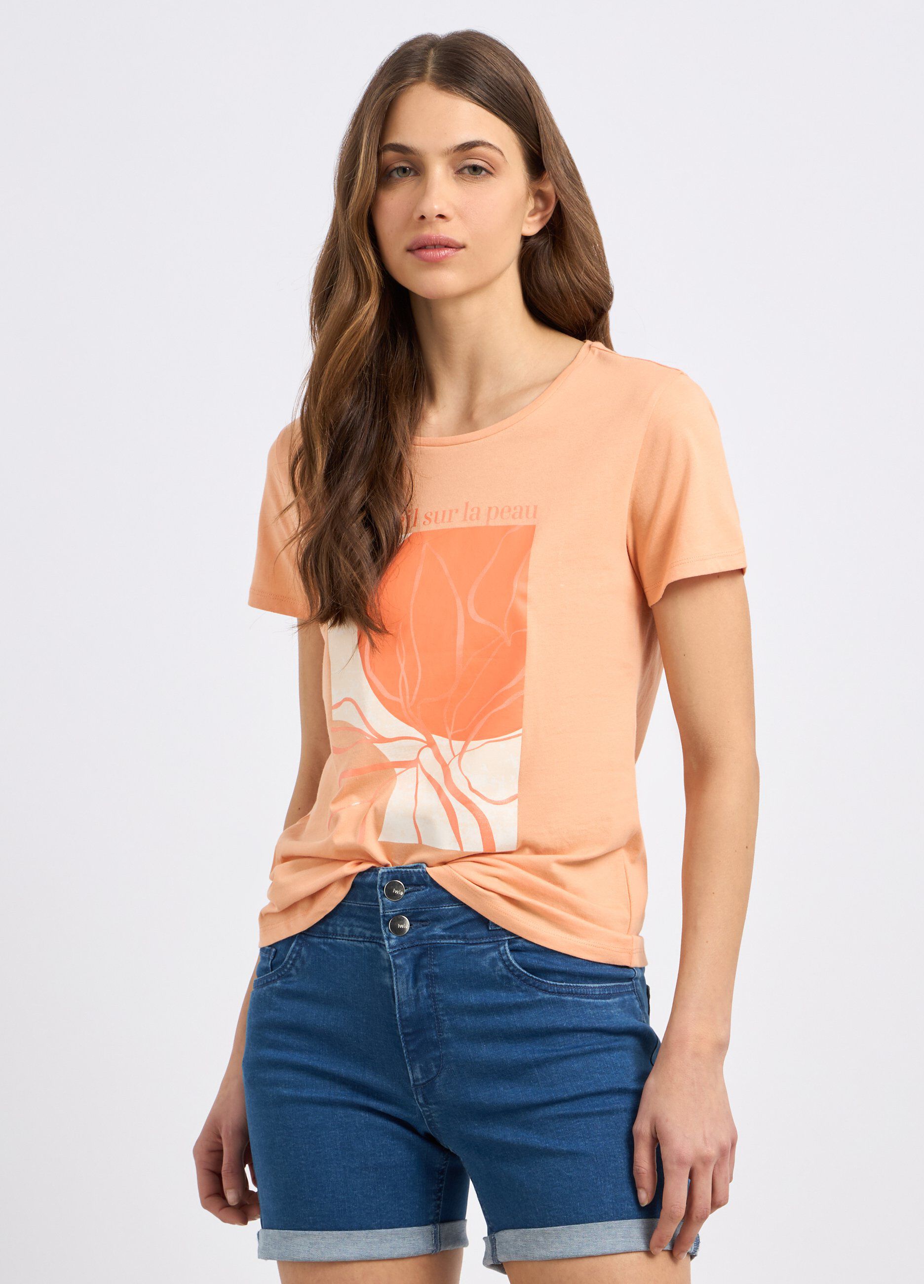 T-shirt in puro cotone con stampa donna_0