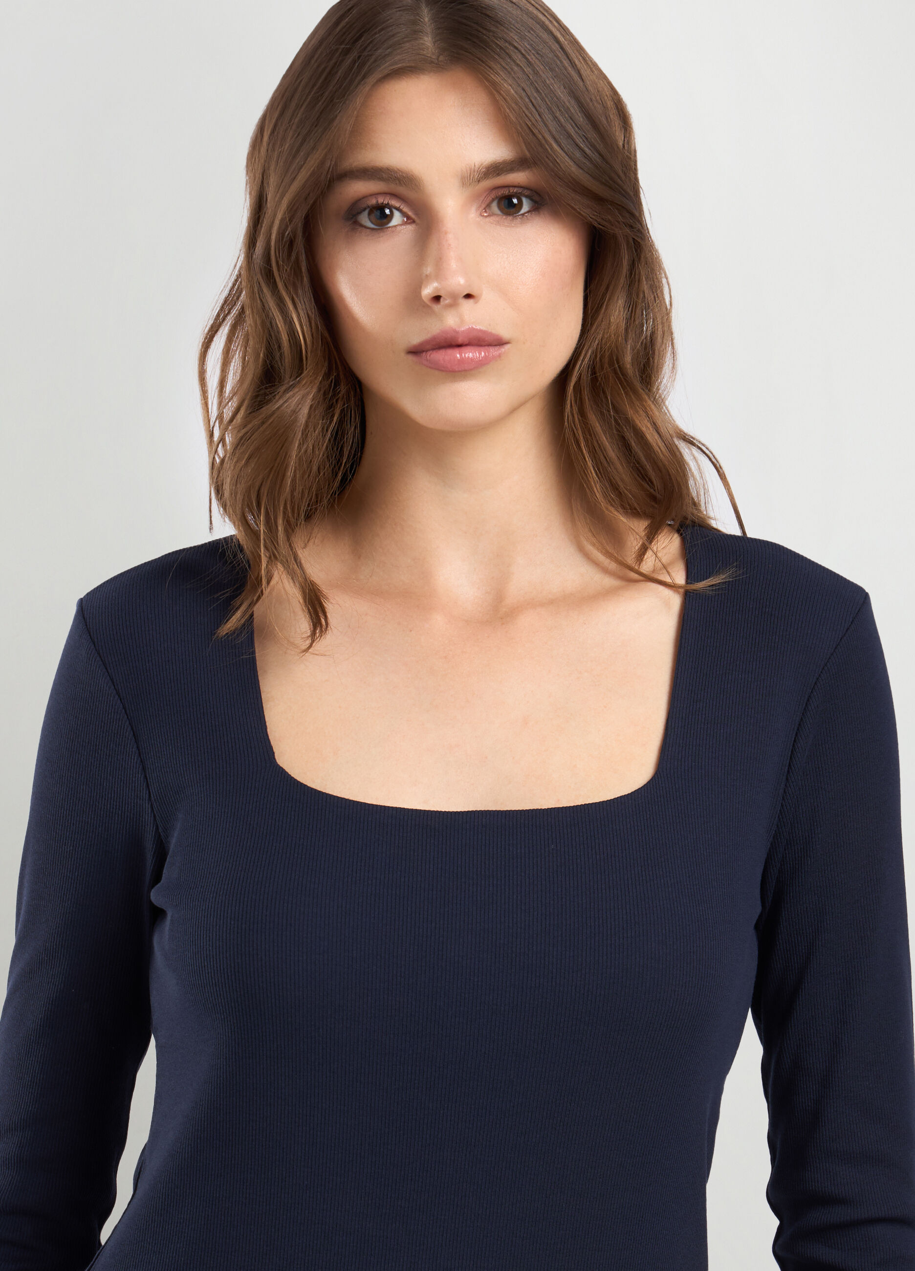 T-shirt in costina di cotone stretch donna_2
