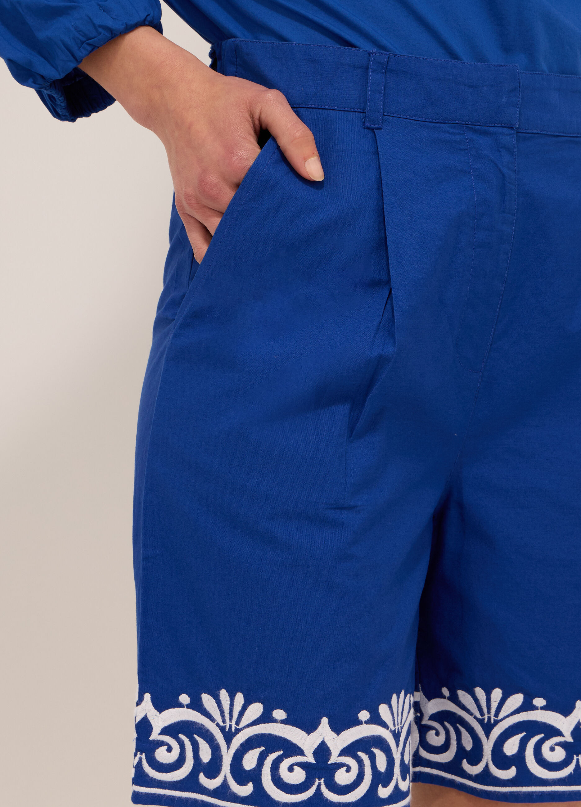 Shorts in puro cotone con ricamo donna_2