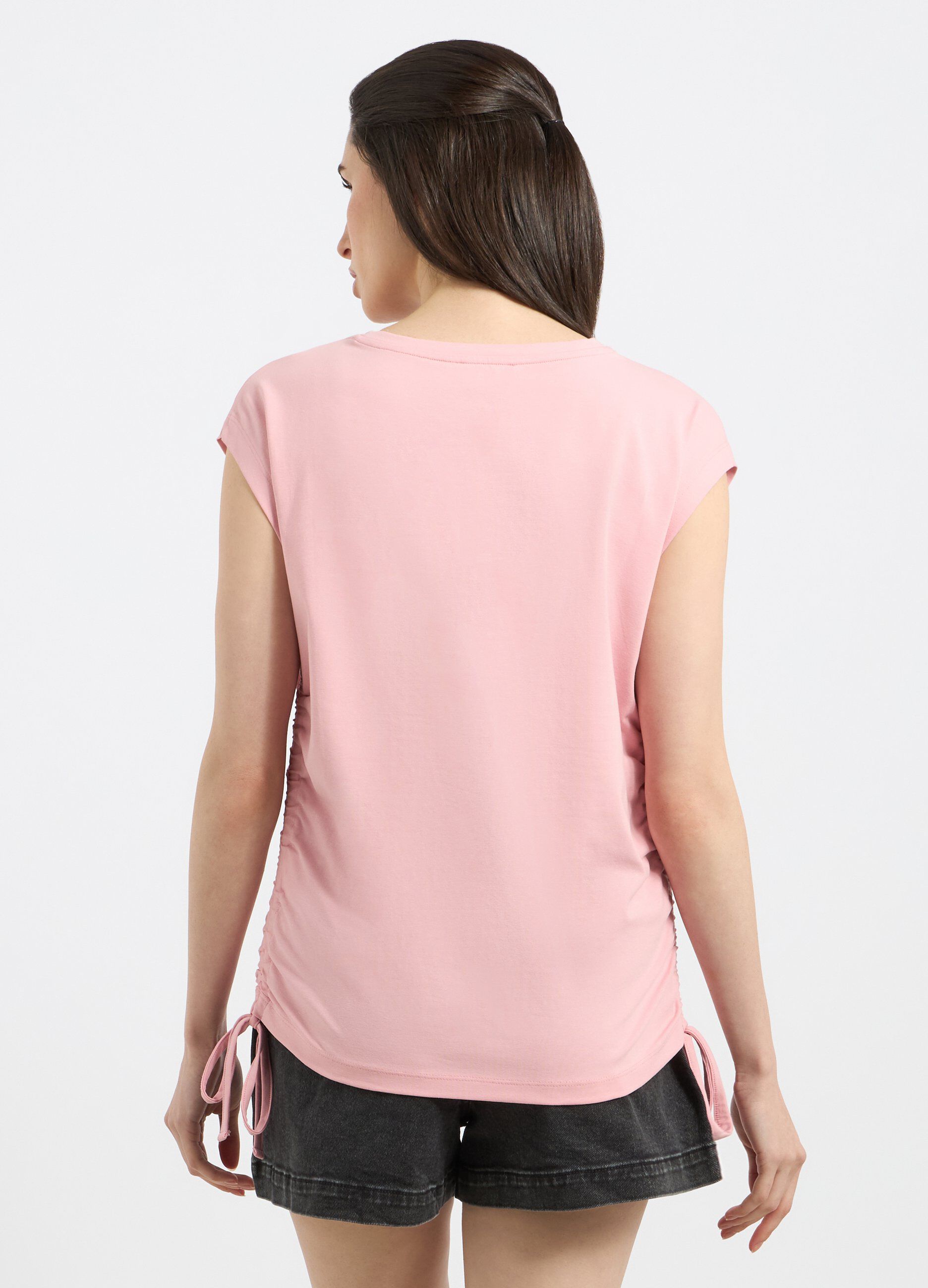 T-shirt in cotone stretch con coulisse donna_1