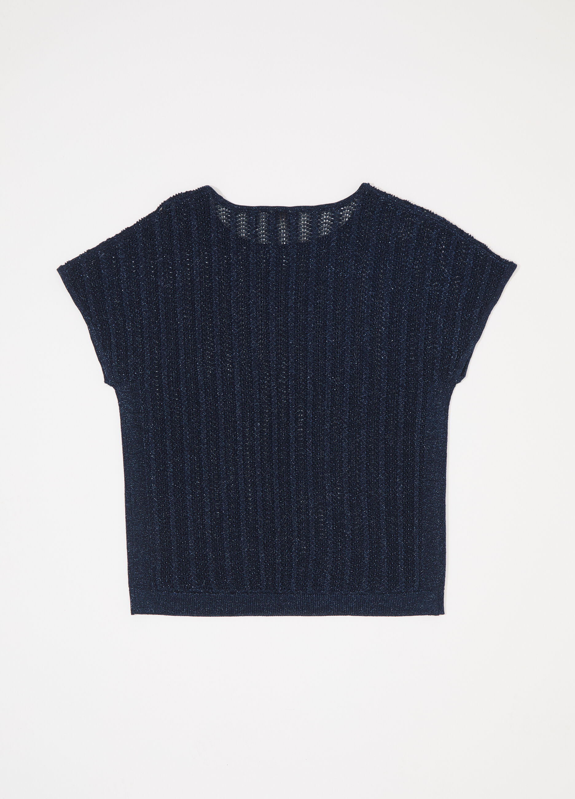 Tricot kimono a maniche corte in filo lurex donna_5