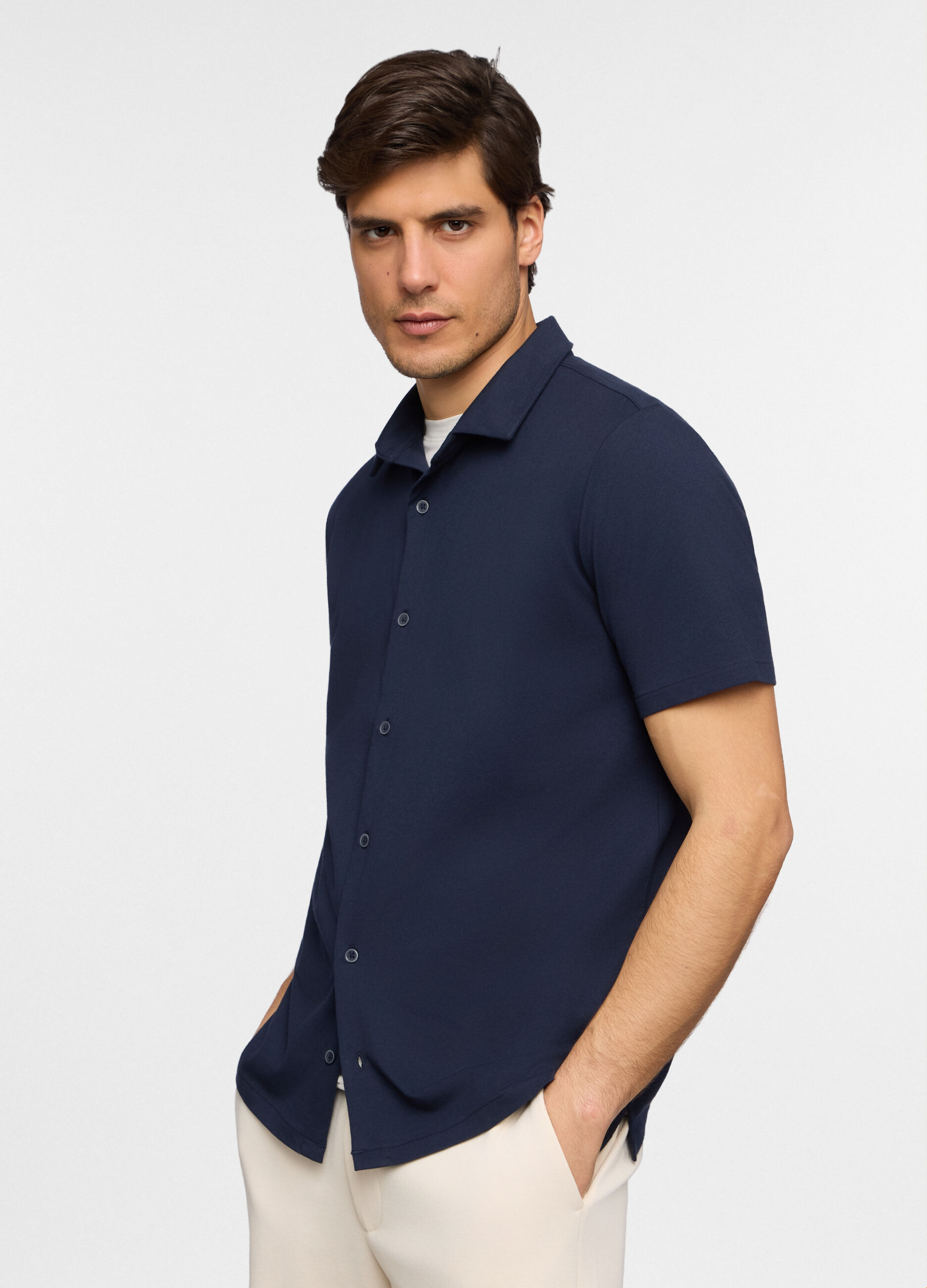 Camicia a maniche corte in jersey di cotone uomo