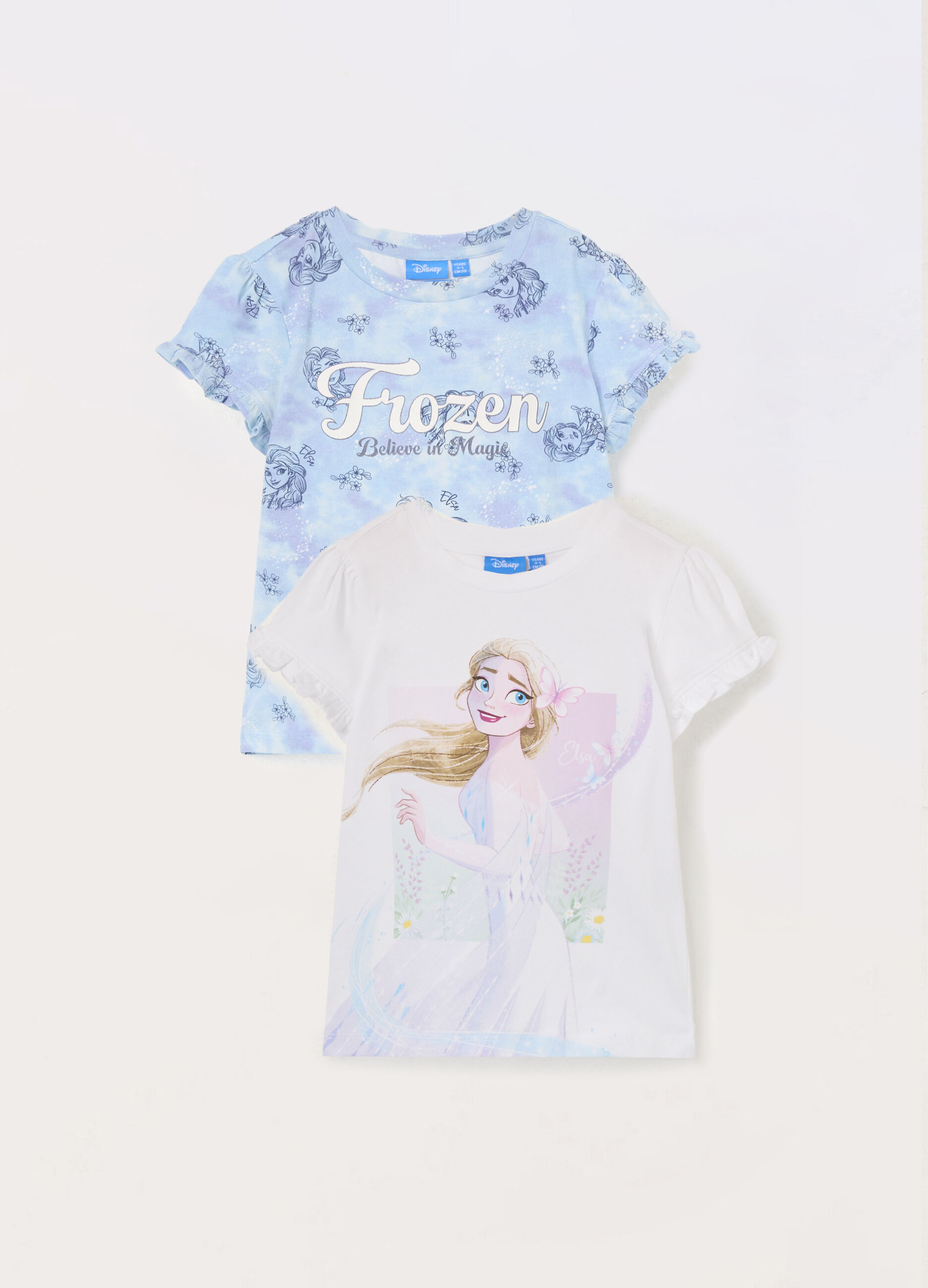 Pack 2 t-shirt Frozen in cotone stretch bambina