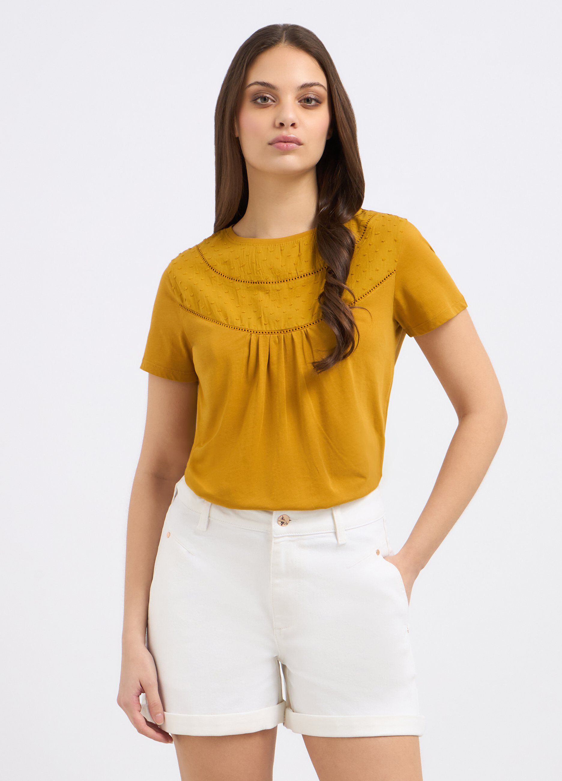 T-shirt in puro cotone con ricami donna_0