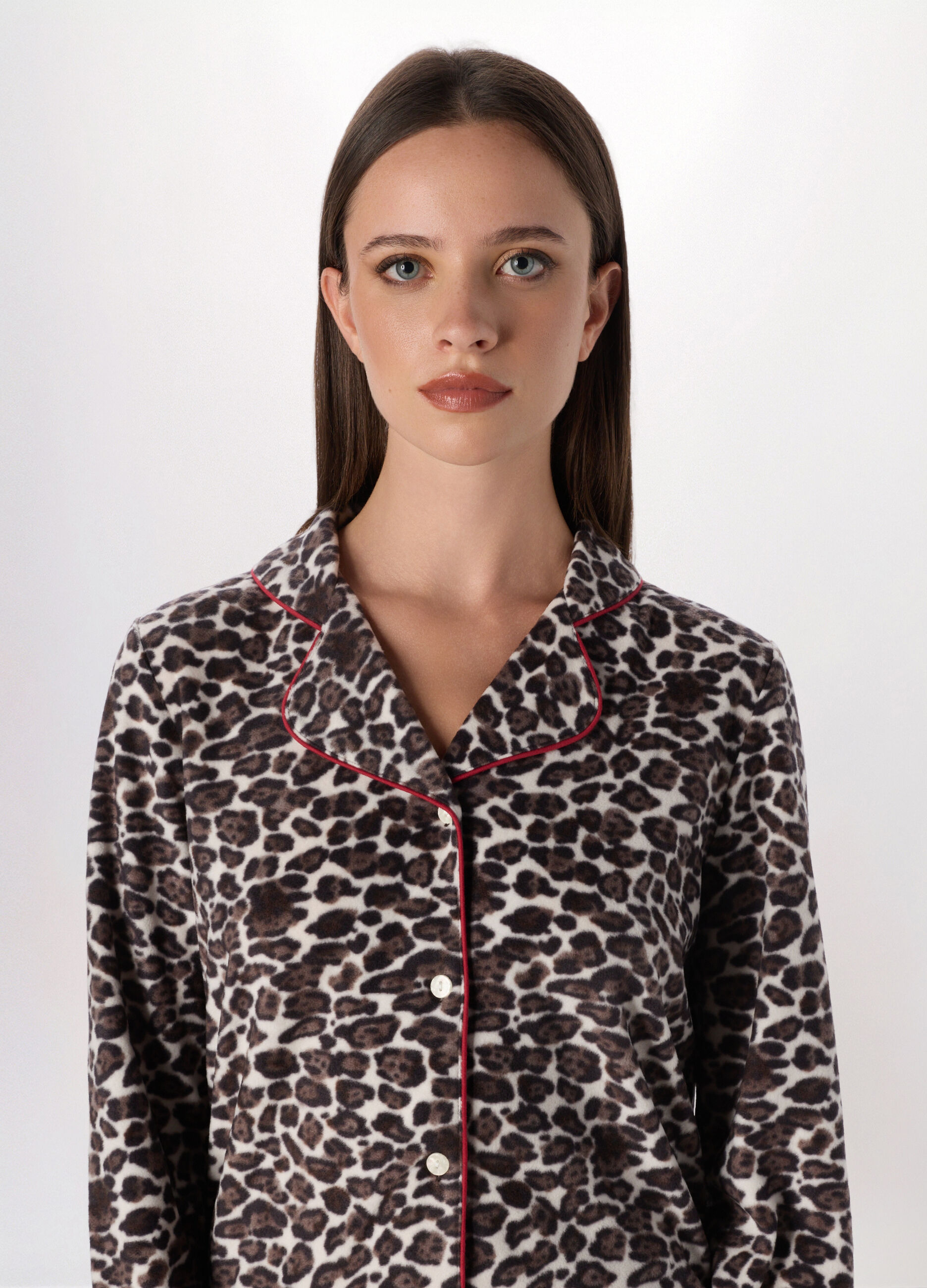 Set pigiama in pile con stampa donna_2