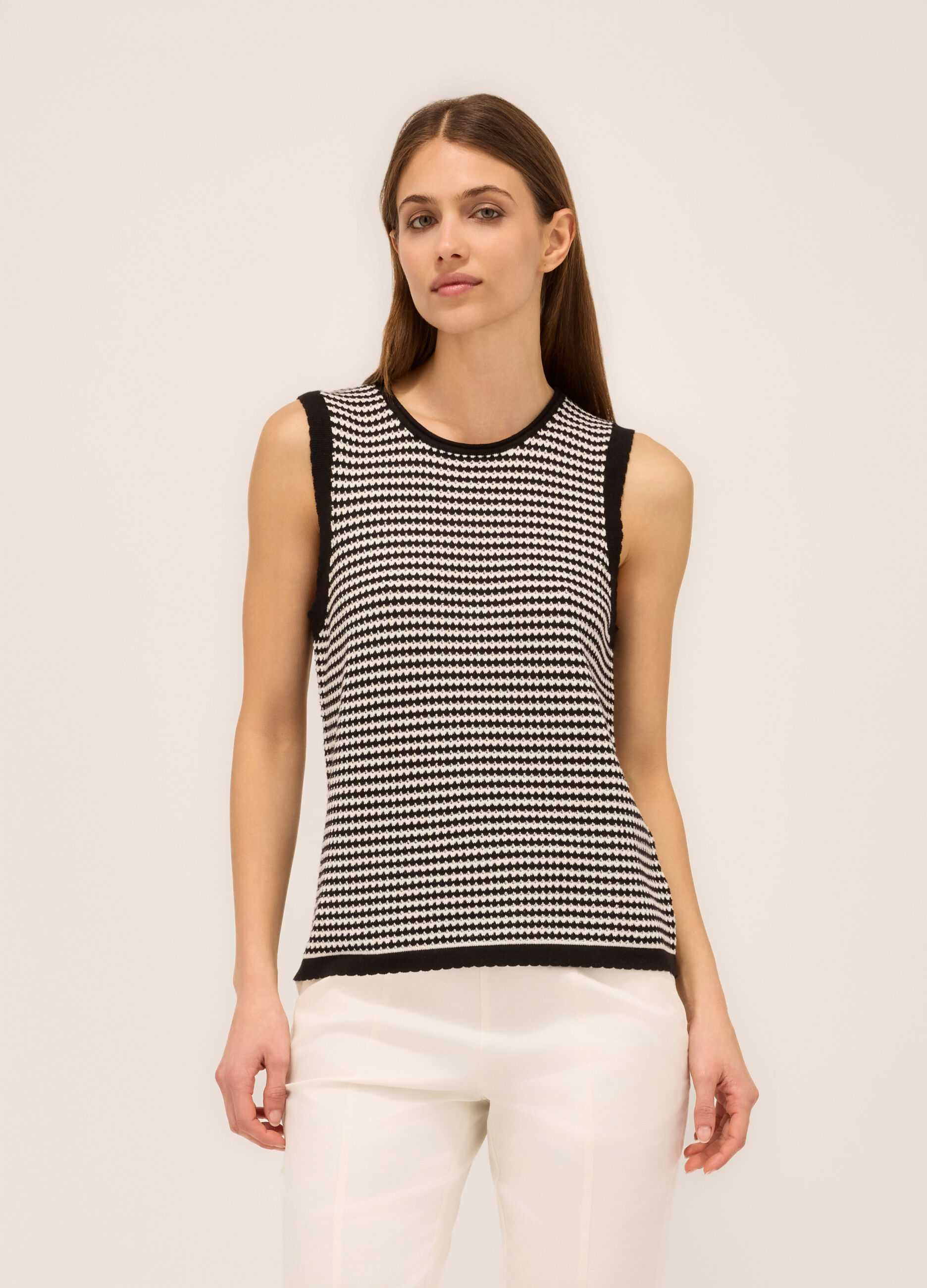 Canotta tricot con motivo a righe donna_0