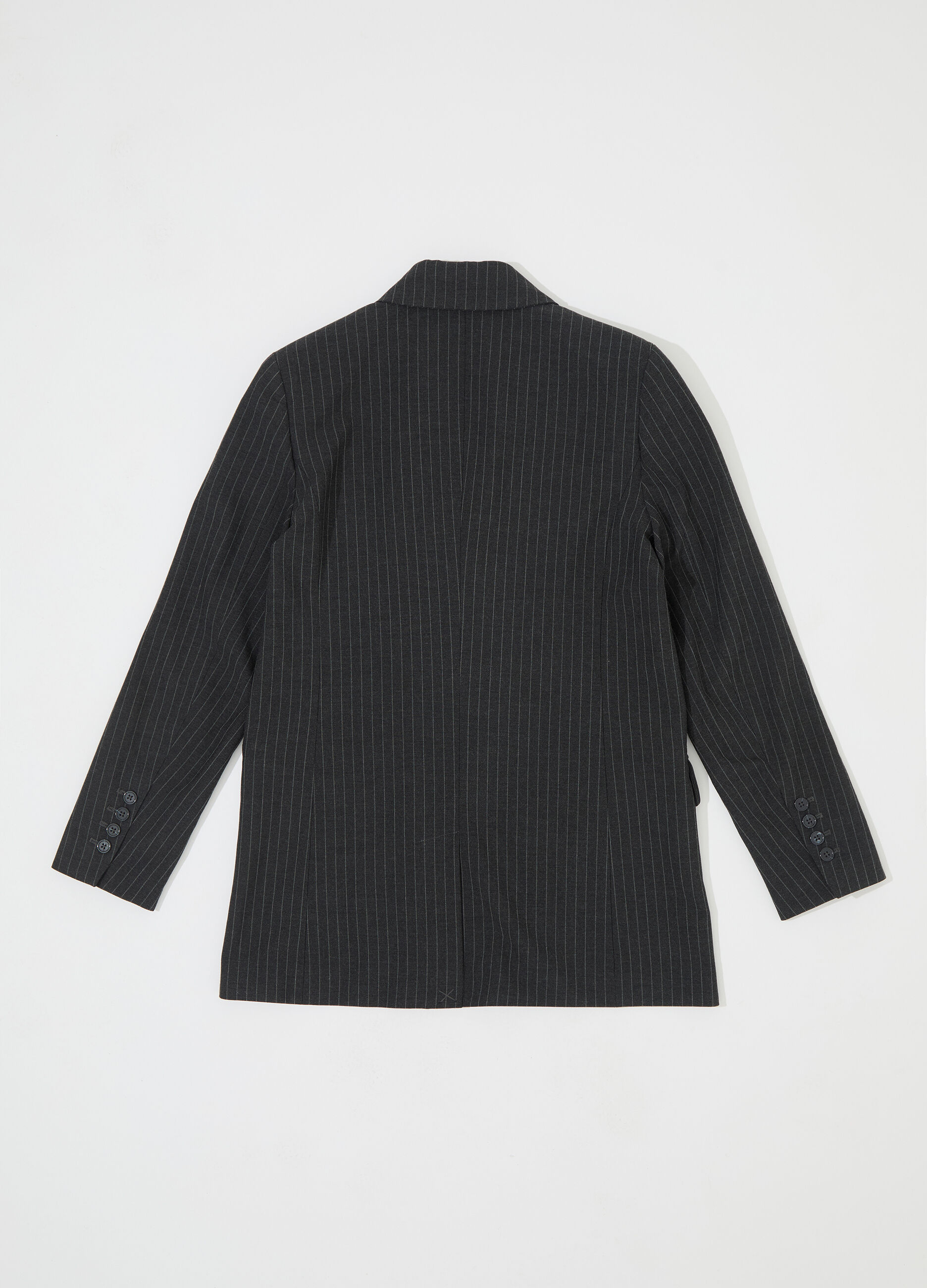 Blazer doppiopetto in gessato di misto viscosa donna_5