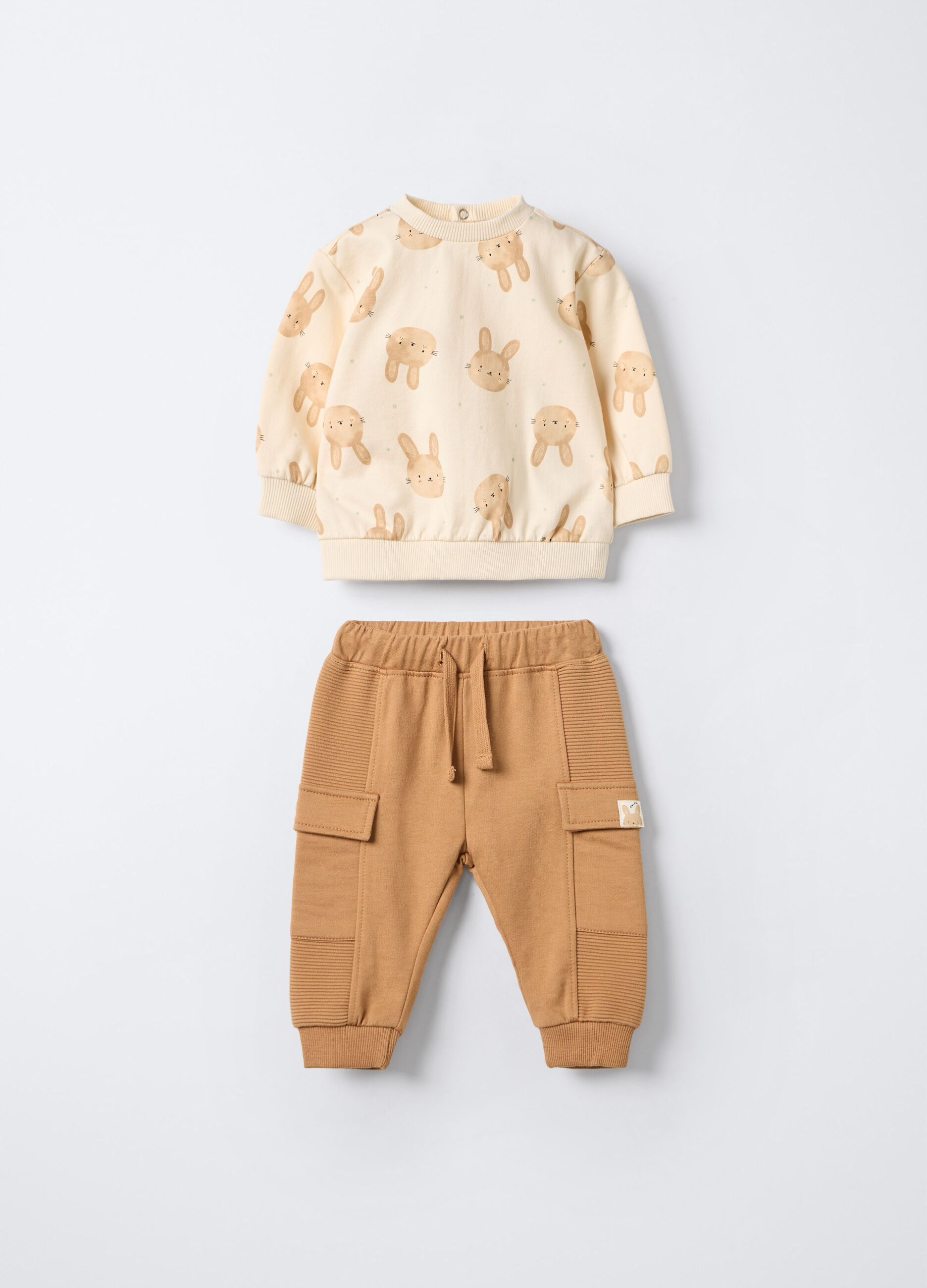 Jogging set in felpa di puro cotone neonato_0