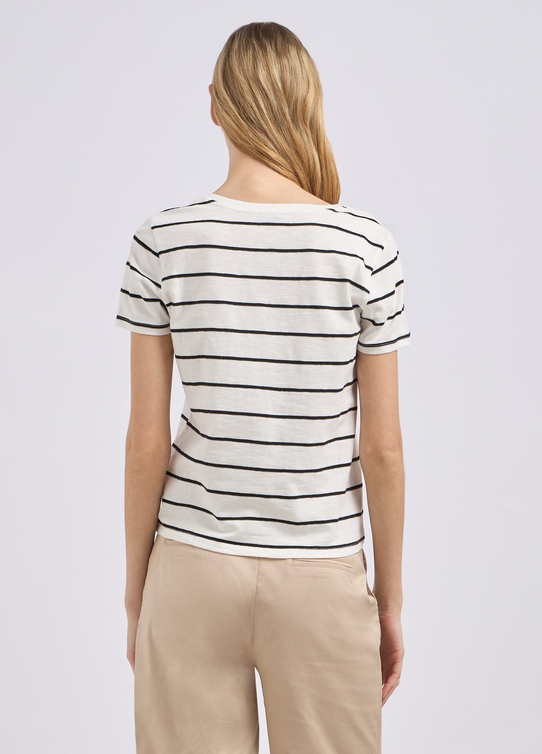 T-shirt rigata in puro cotone donna_1