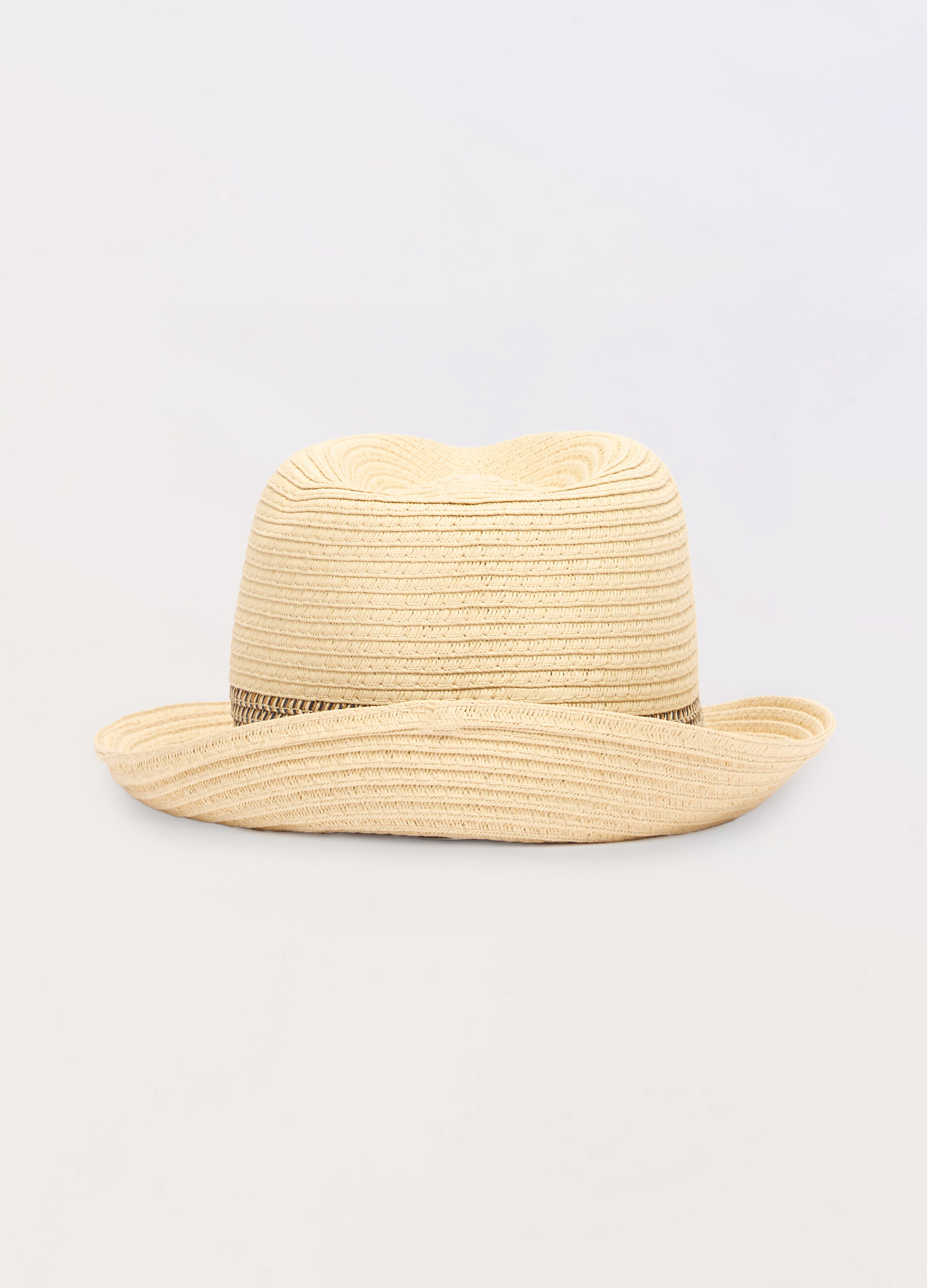Cappello in paglia con fascia a contrasto uomo_1