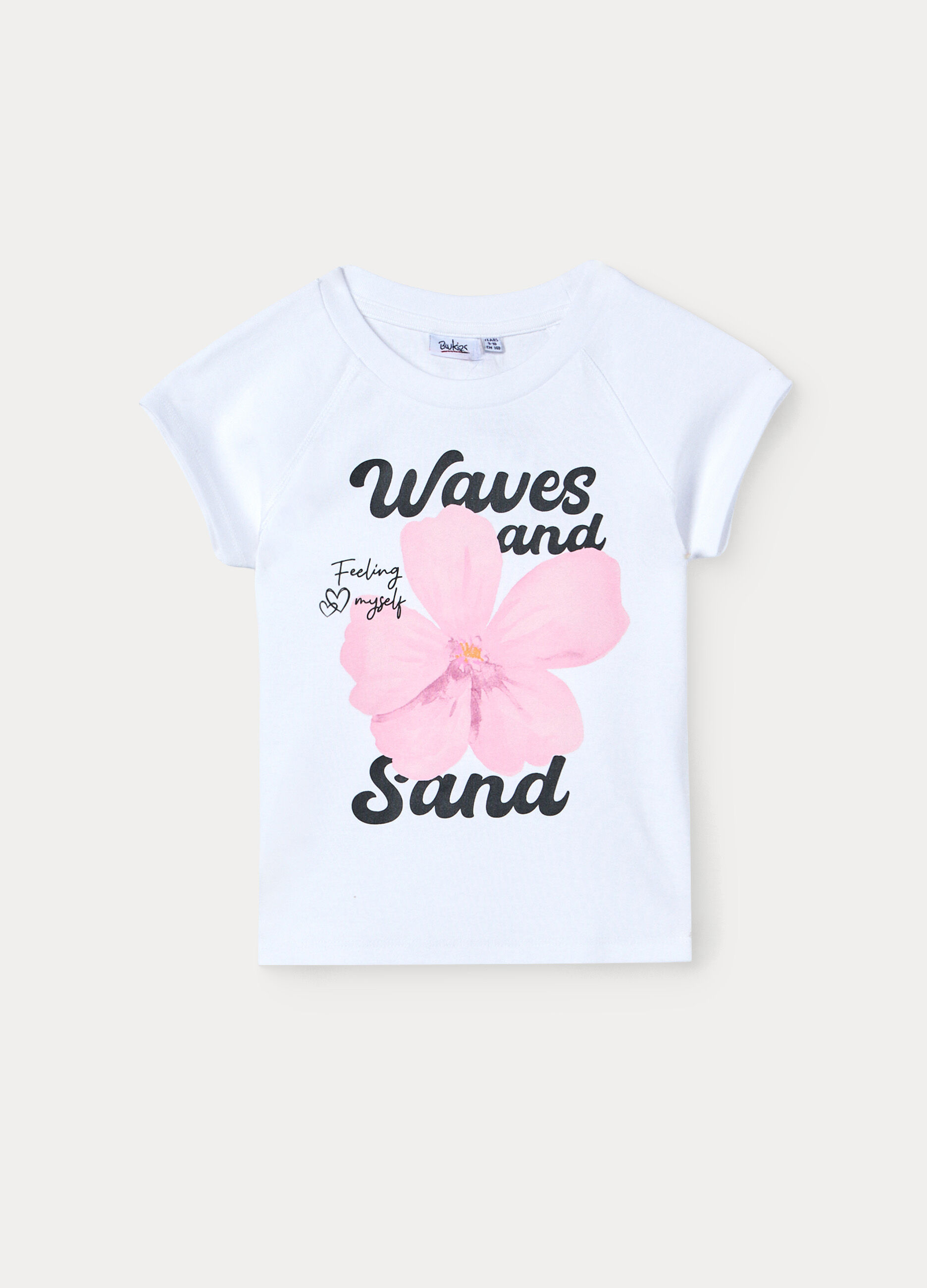 T-shirt girocollo in costina ragazza_0