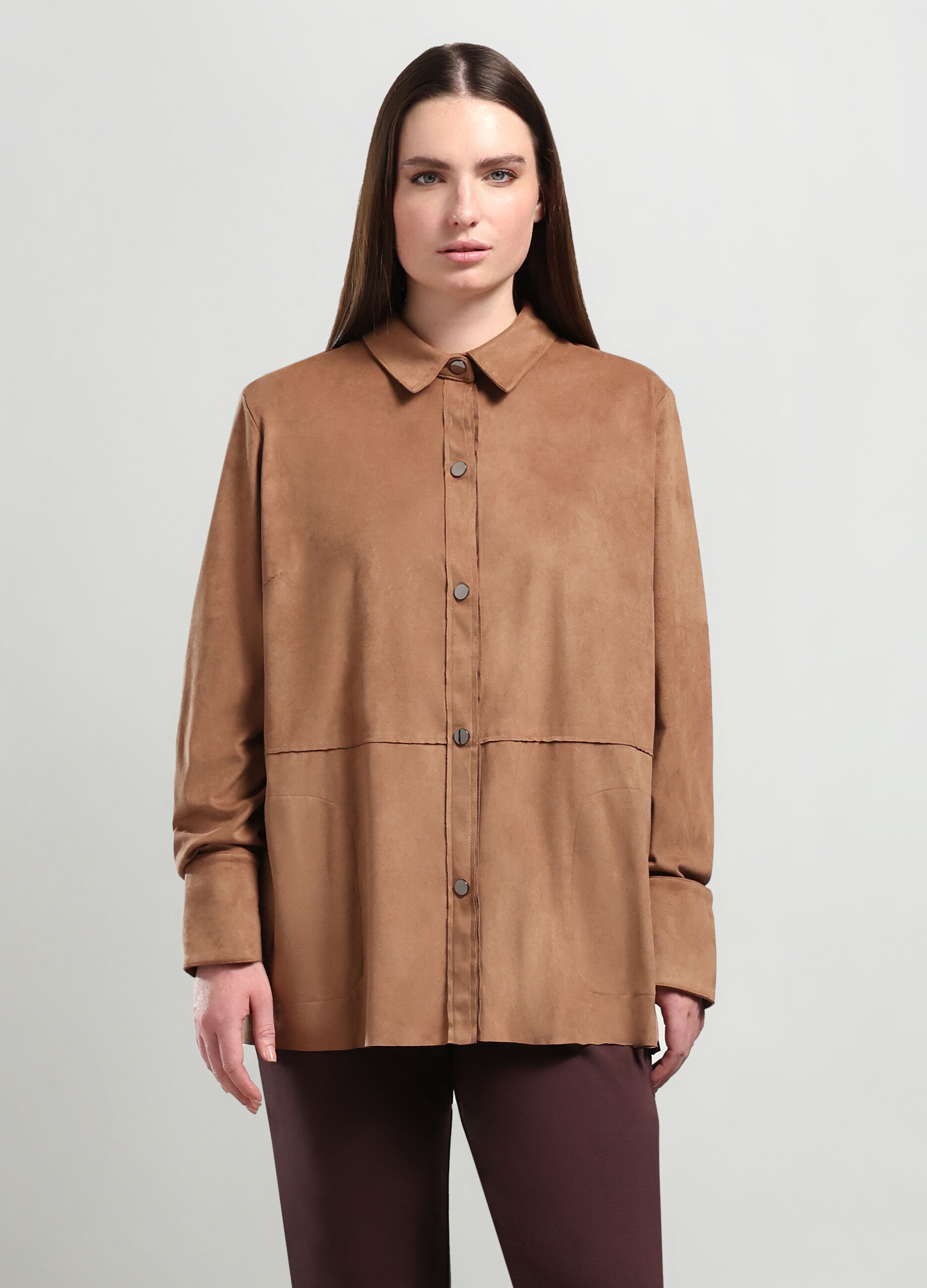 Giacca camicia effetto scamosciato donna curvy_0